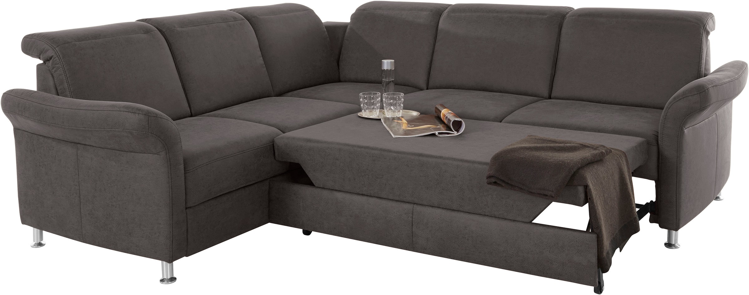sit&more Ecksofa »Darwin L-Form«, inklusive Federkern, wahlweise mit Kopfteilverstellung, Bettfunktion