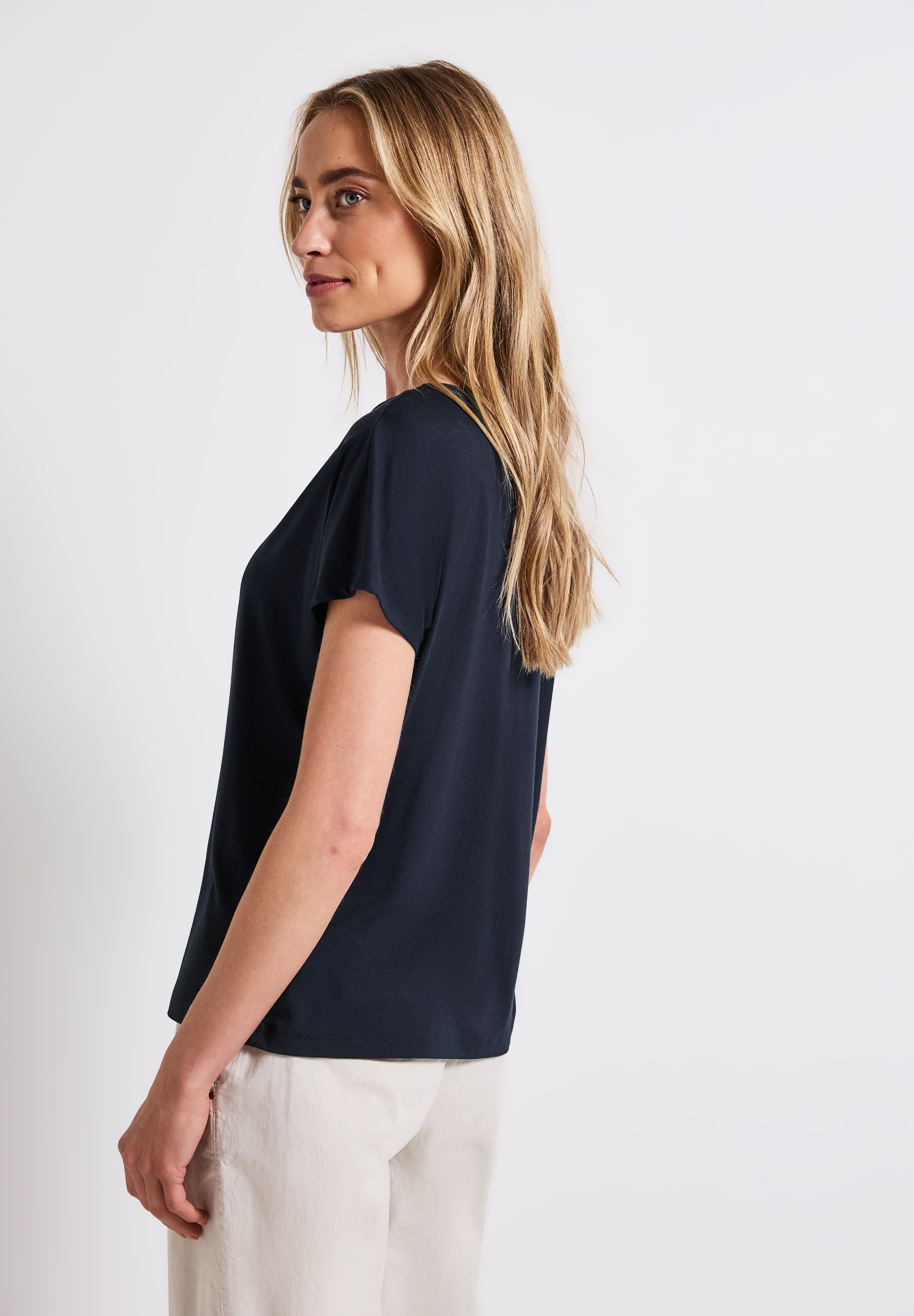 STREET ONE T-Shirt mit Materialmix günstig online kaufen