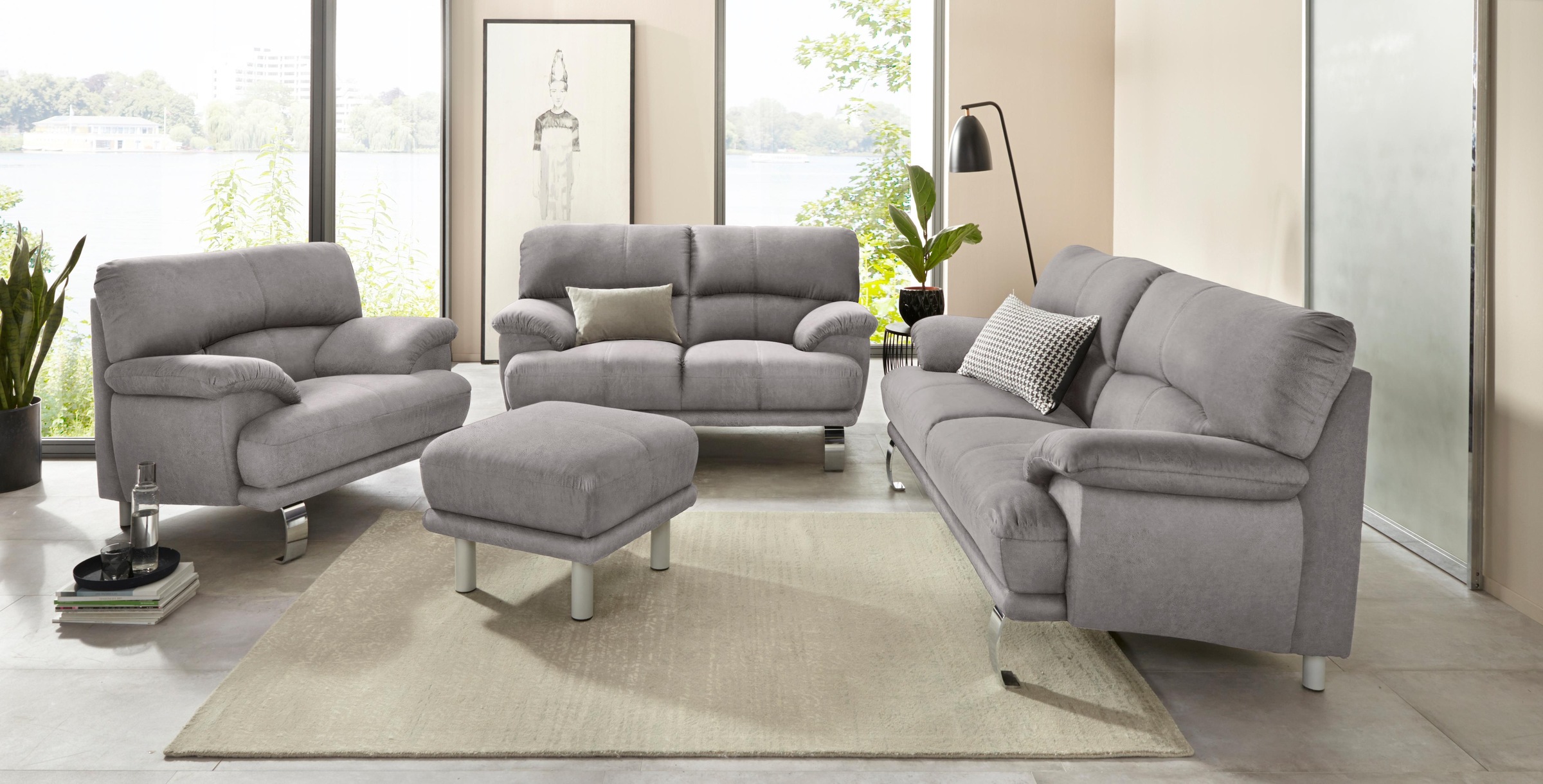 TRENDMANUFAKTUR 3-Sitzer »Cecilia II, mit italienischem Design, tollen Details«, mit tollem Sitzkomfort und Designfuß