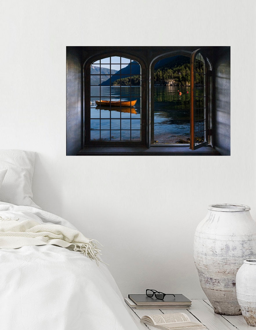 queence Wandsticker "Lago di Garda", Wandsticker, Wandbild, selbstklebend, 3D, Fenster