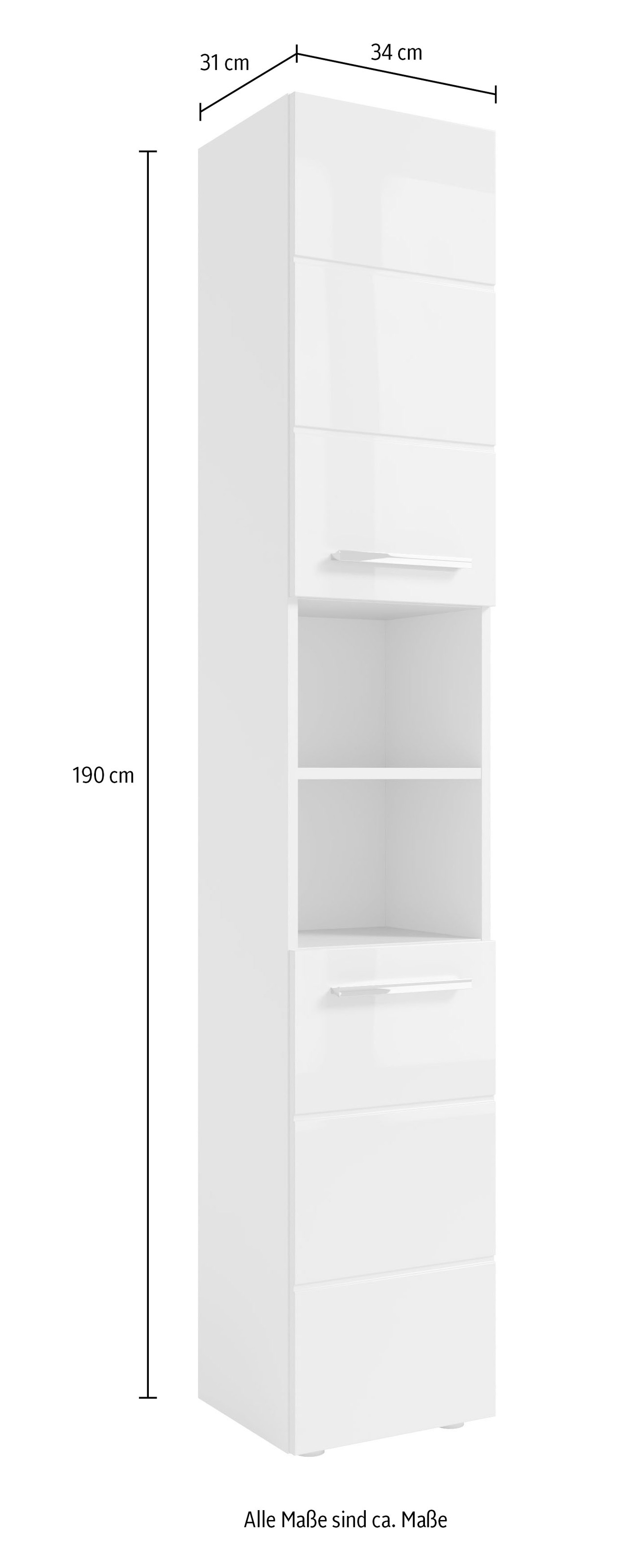 BASIC by Balculina Hochschrank »Mandi« 1 Stk. tlg. Breite 34cm, hochglanz Front