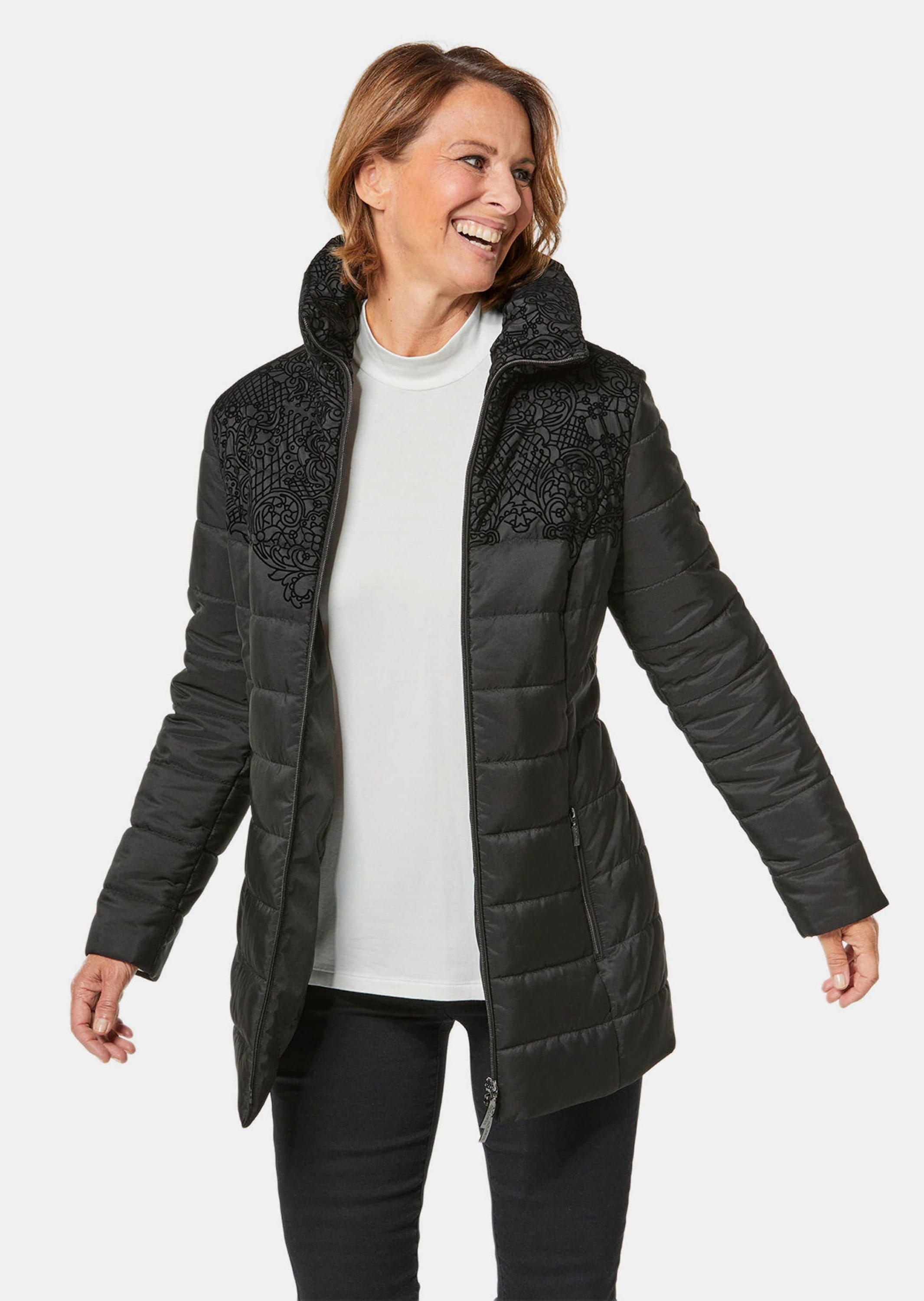 GOLDNER Steppjacke »Steppjacke Steppjacke mit hübschem Flock-Druck«