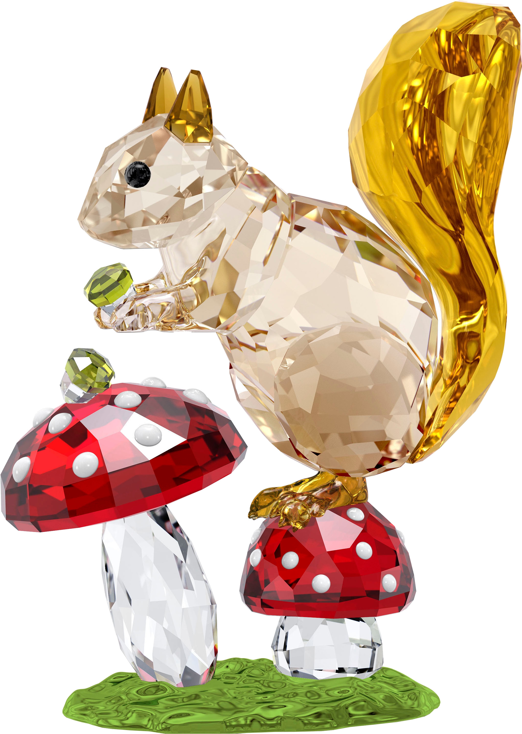 Swarovski Tierfigur »Deko Kristallfigur Sammelfigur Idyllia Eichhörnchen und Pilze, 5684343«, Swarovski® Kristall