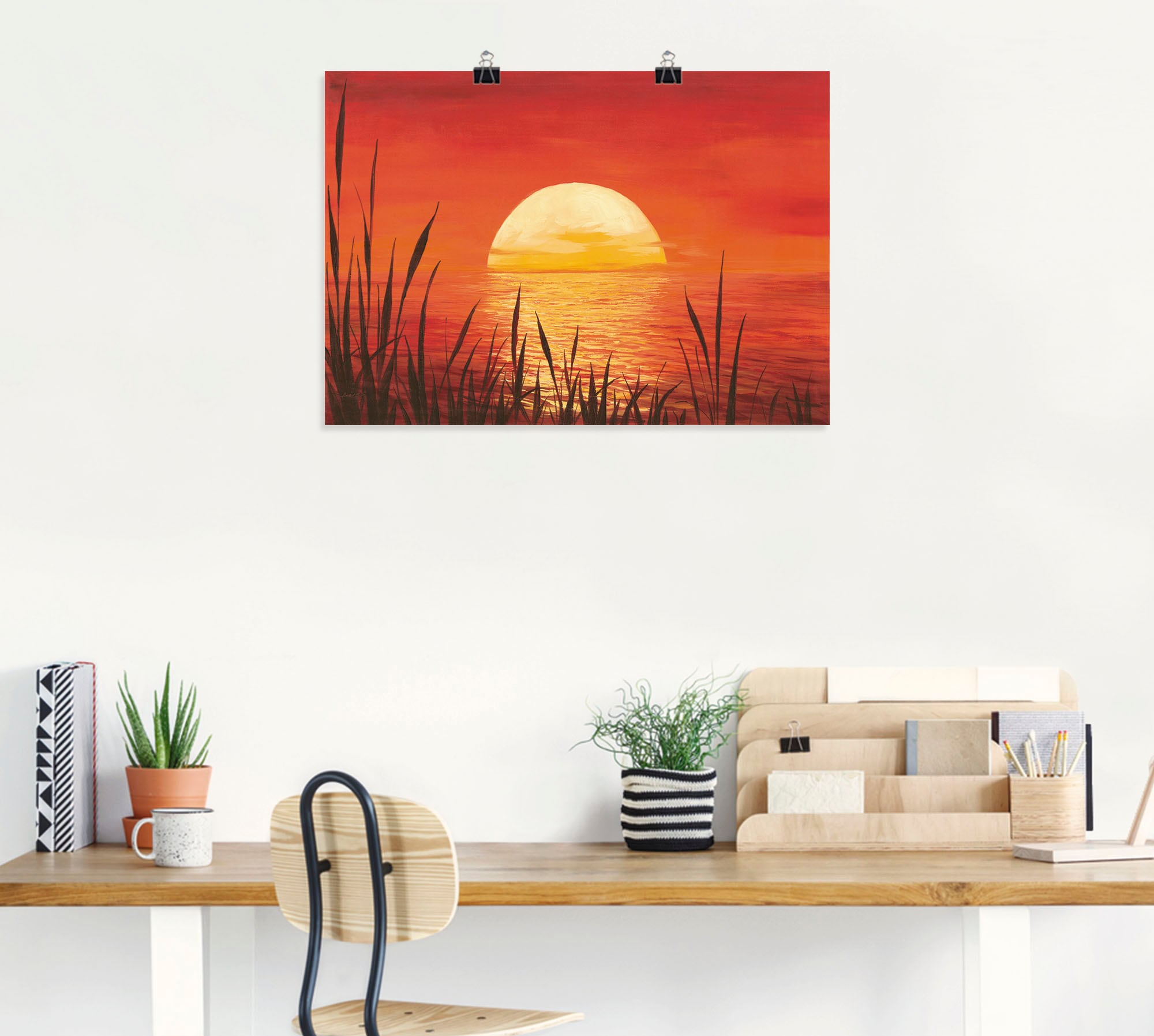 Artland Wandbild »Roter Sonnenuntergang am Ozean«, Bilder vom Sonnenuntergang & -aufgang (1 Stück), in vielen Größen & Produktarten - Alubild / Outdoorbild, Leinwandbild, Poster, Wandaufkleber / Wandtattoo auch für Badezimmer geeignet