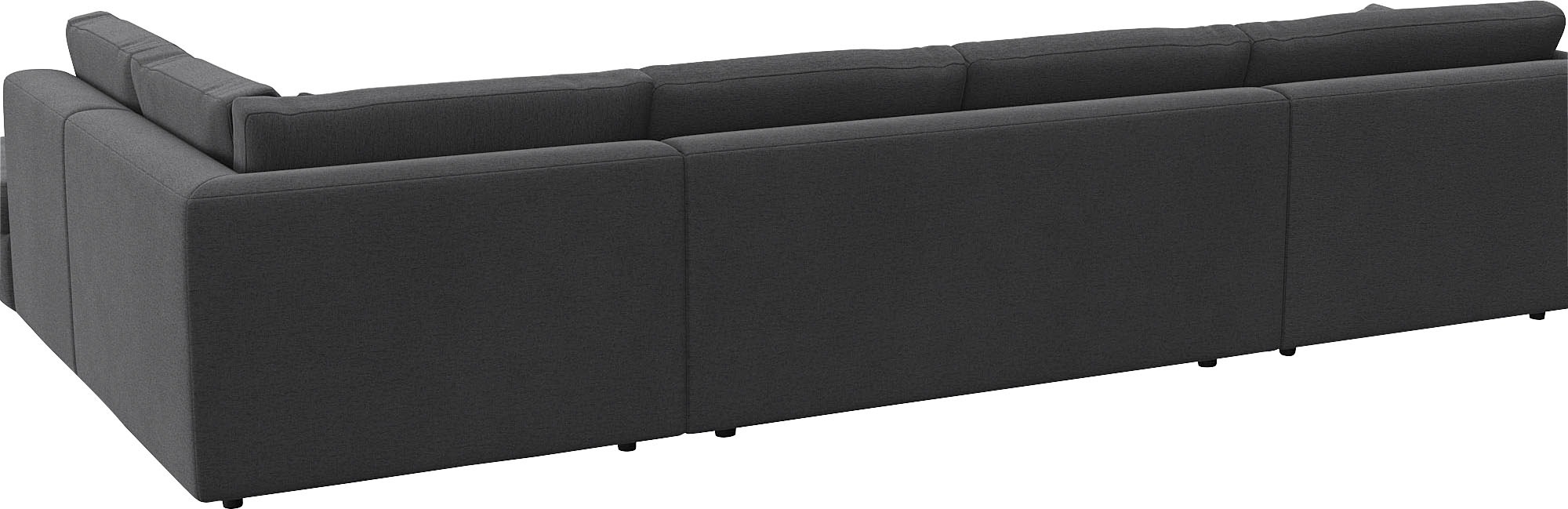 Wohnlandschaft FLEXLUX "Lovane, u-Form, bequem und komfortabel", grau (dervit grau), B:399cm H:84cm T:272cm, 100% Polyester, Sofas, Wohnlandschaft, Weich & anschmiegsam, große Sitztiefe auf Kaltschaum, Dekokissen inkl. 2