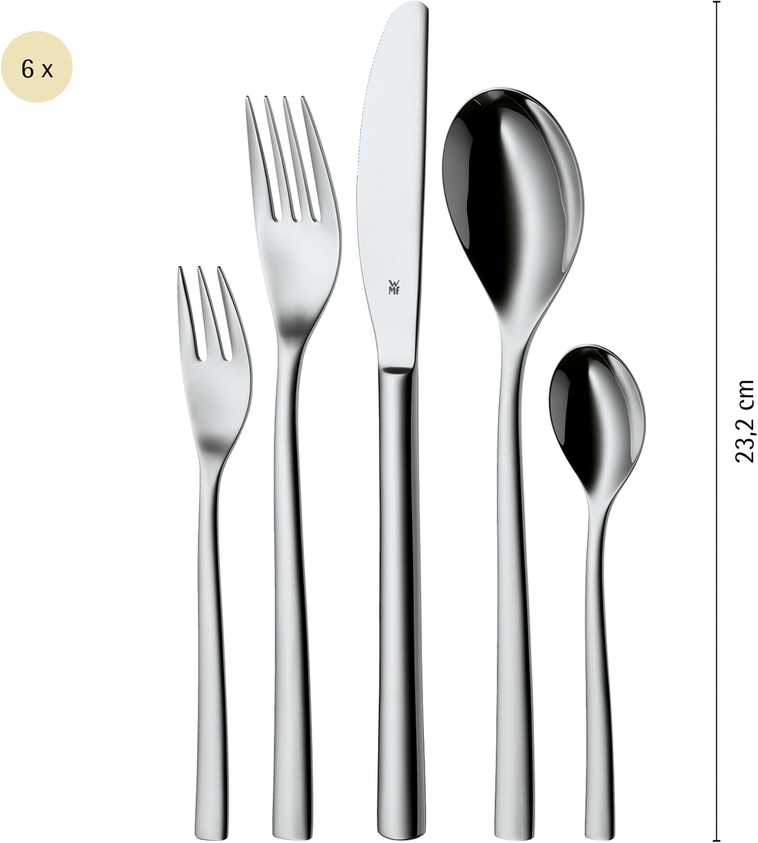WMF Besteck-Set »Palermo« Monobloc-Messer, ergonomisch, geschmiedete Messer, Wellenschliff