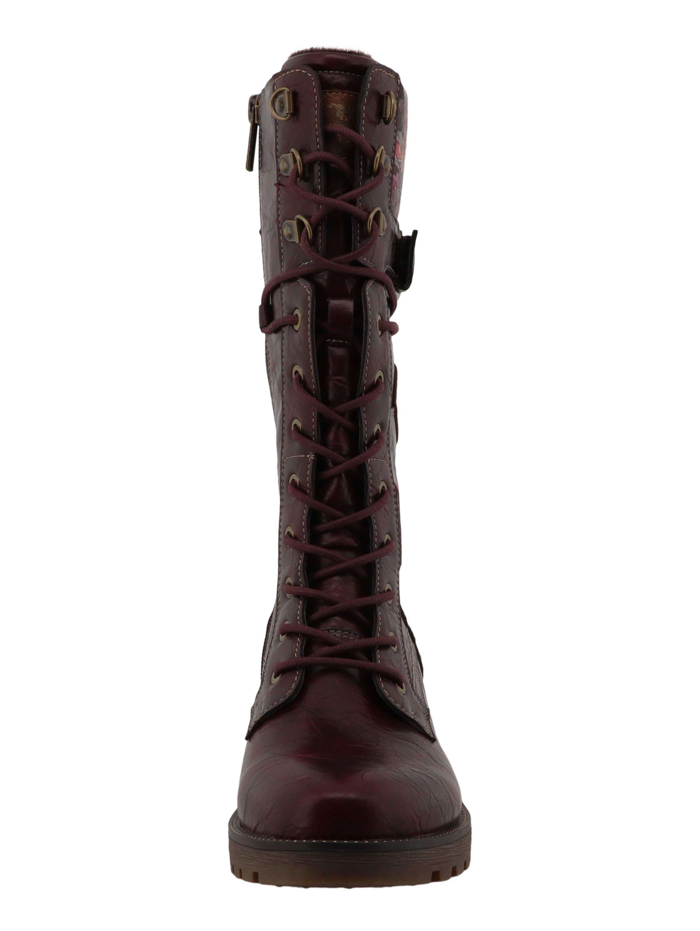 Mustang Shoes Winterstiefel »Stiefel«  Blockabsatz, Schnürstiefel mit Blüten und Zierschnalle