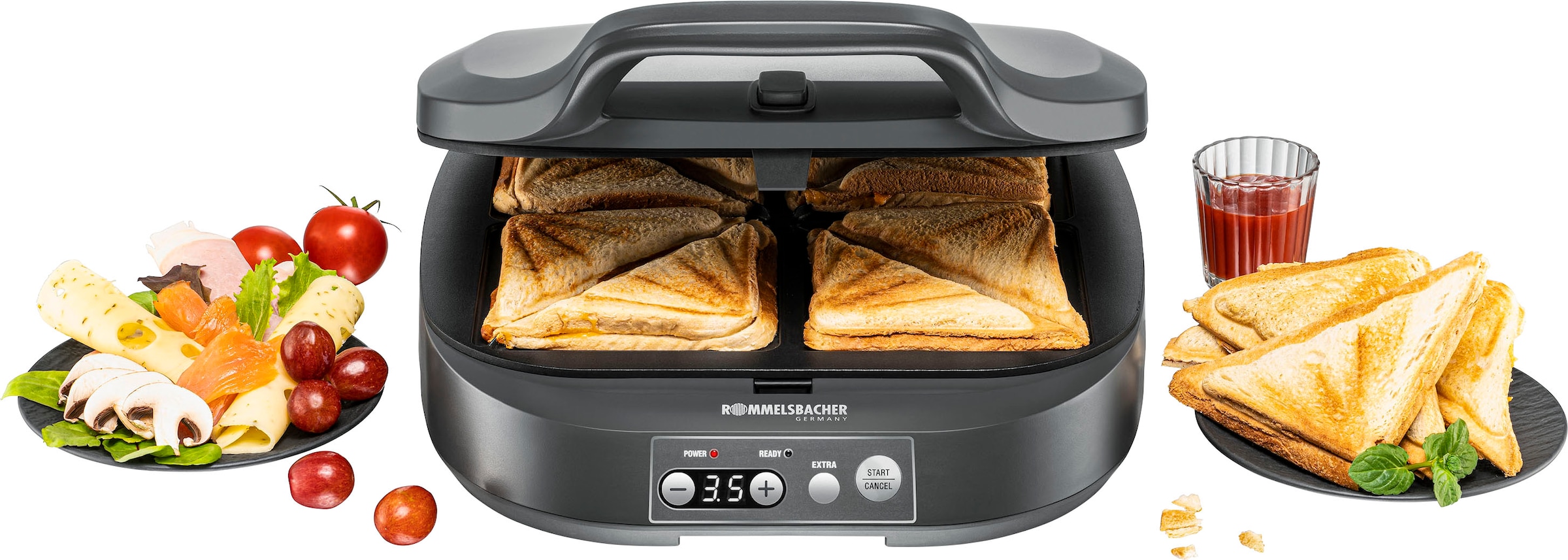 Rommelsbacher Sandwichmaker "ST 1800 für American Toasts im XL Format", 1800 W