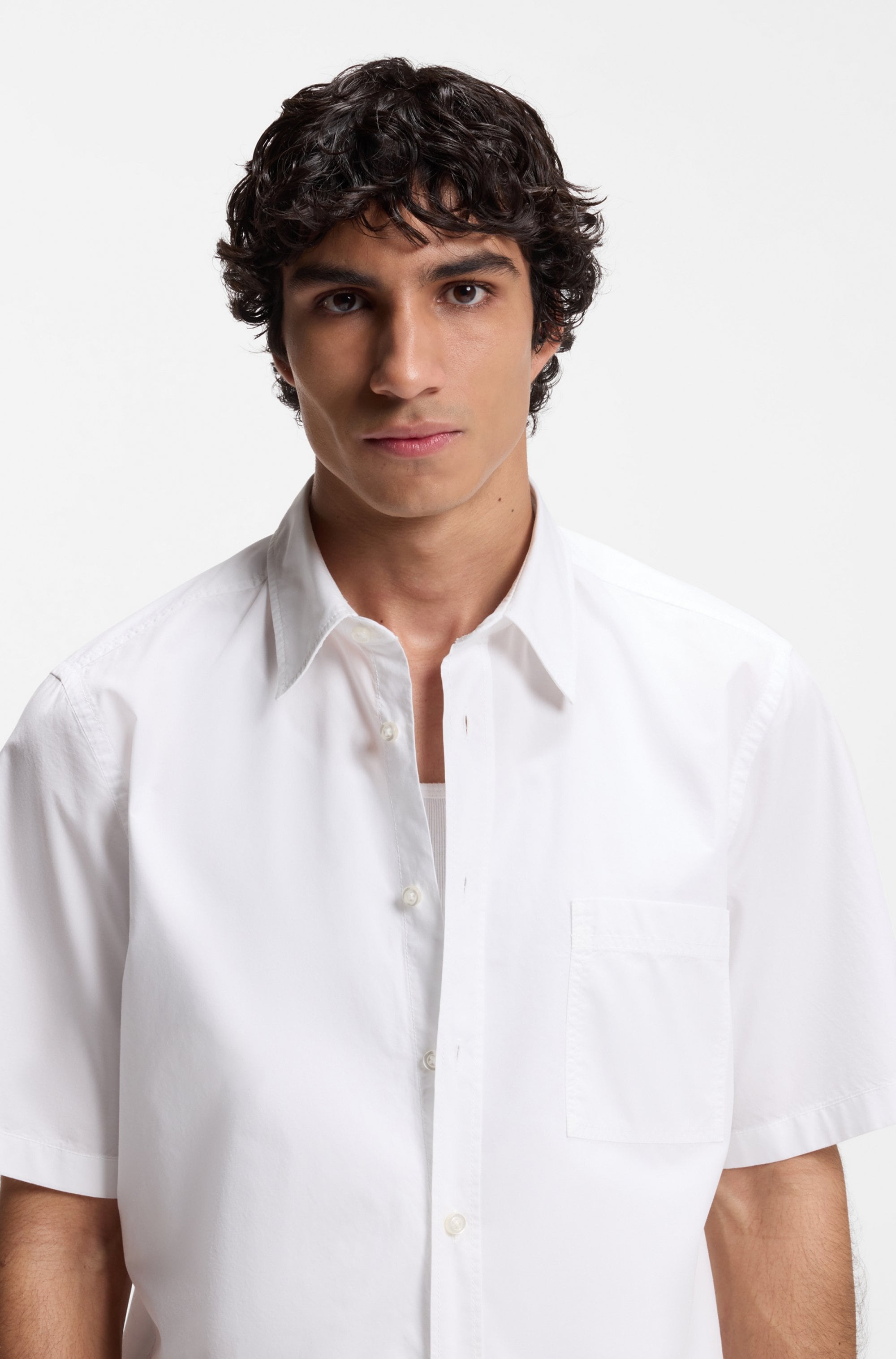 BOSS ORANGE Kurzarmhemd Regular Fit, Kentkragen, Kurzarm