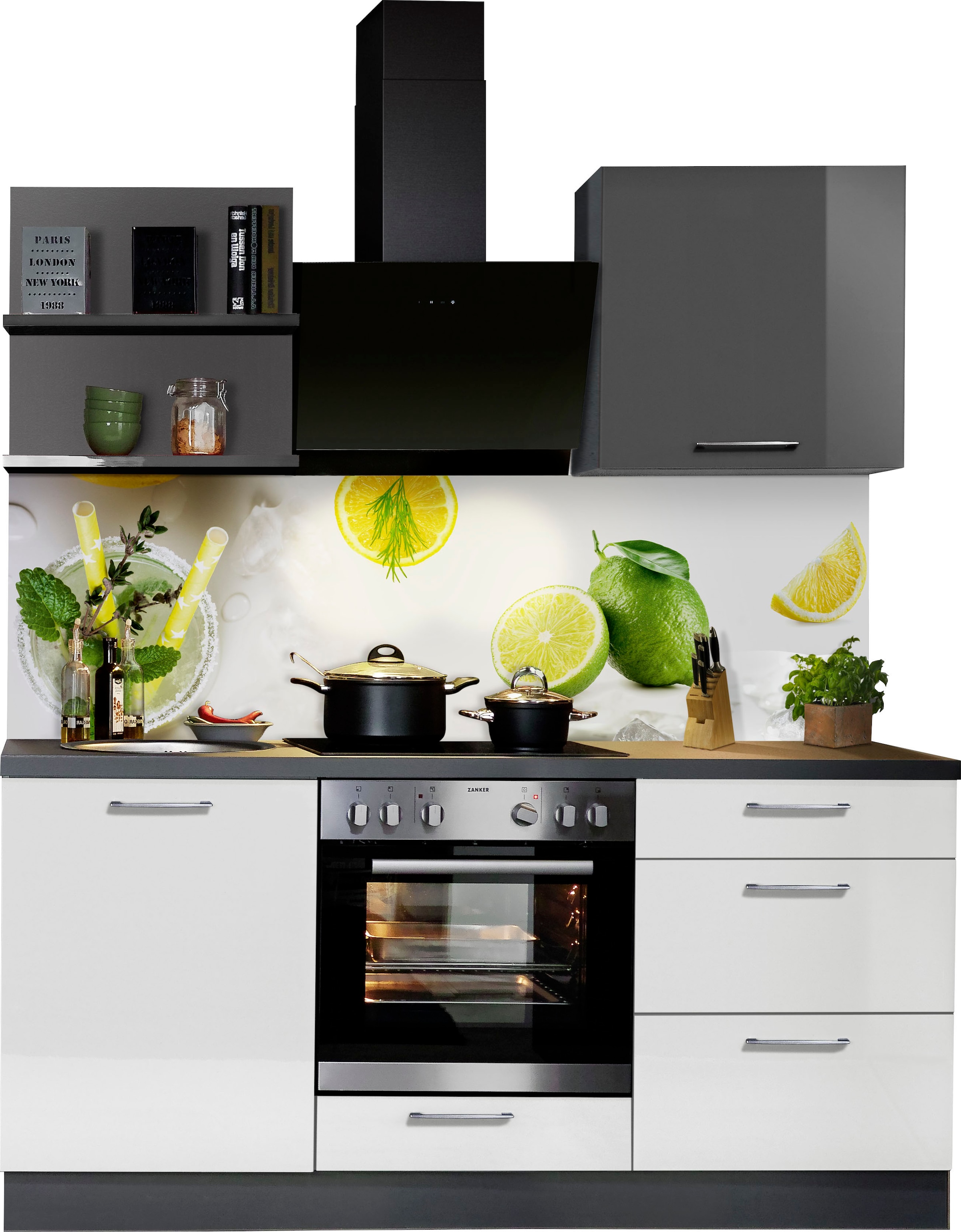 KOCHSTATION Küchenzeile »"KS-Jena", Breite 180 cm, vormontiert«, mit Soft-Close-Funktion, Arbeitshöhe 91 cm, wahlw. mit E-Geräten