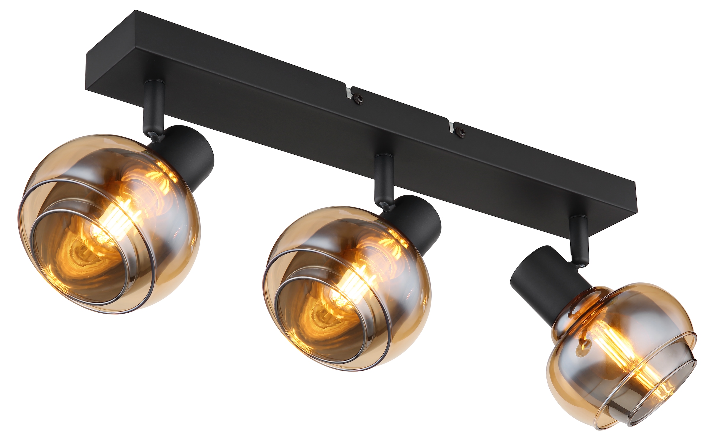 GLOBO LIGHTING Deckenstrahler »TOKKI«, Leuchtmittel E14 | ohne Leuchtmittel, Deckenspot/schwarz/Glas amber/Glas rauchfarben/Flur/Wohnzimmer