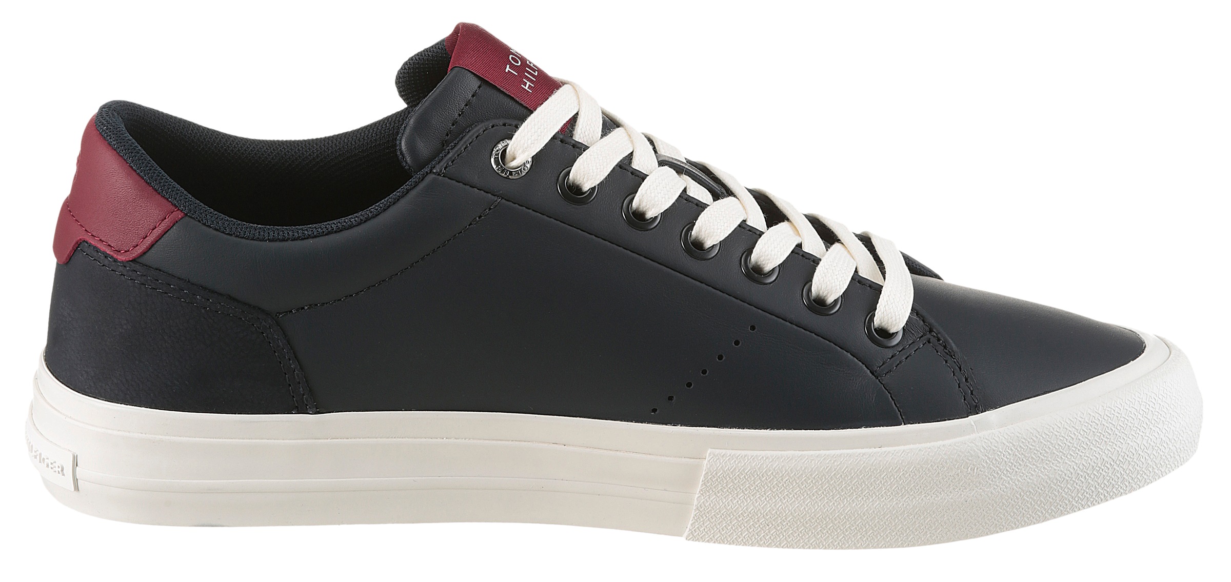 Sneaker TOMMY HILFIGER "TH HI VULC LTH STREET", Herren, Gr. 45, dunkelblau, bordeaux, Nappaleder, Veloursleder, Schuhe Sneaker, Freizeitschuh, Halbschuh, Schnürer mit weich gepolstertem Schaftrand 3