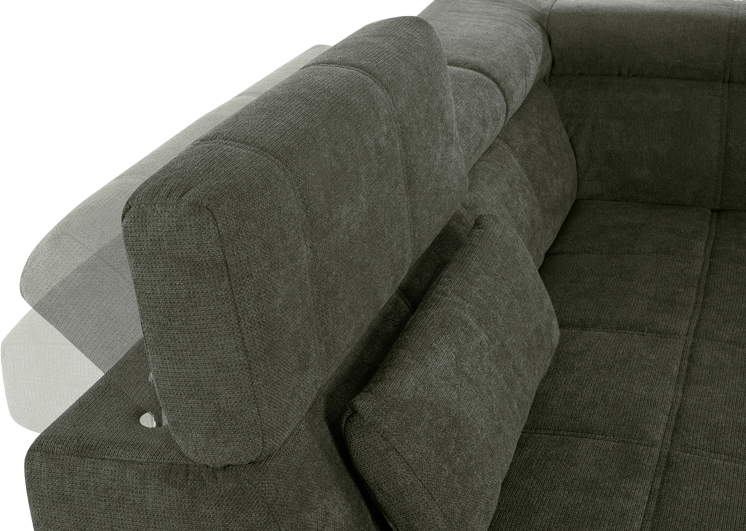 DOMO collection Ecksofa »Brandon L-Form, auch in Leder«, inklusive Kopfteilverstellung, wahlweise mit Sitztiefenverstellung