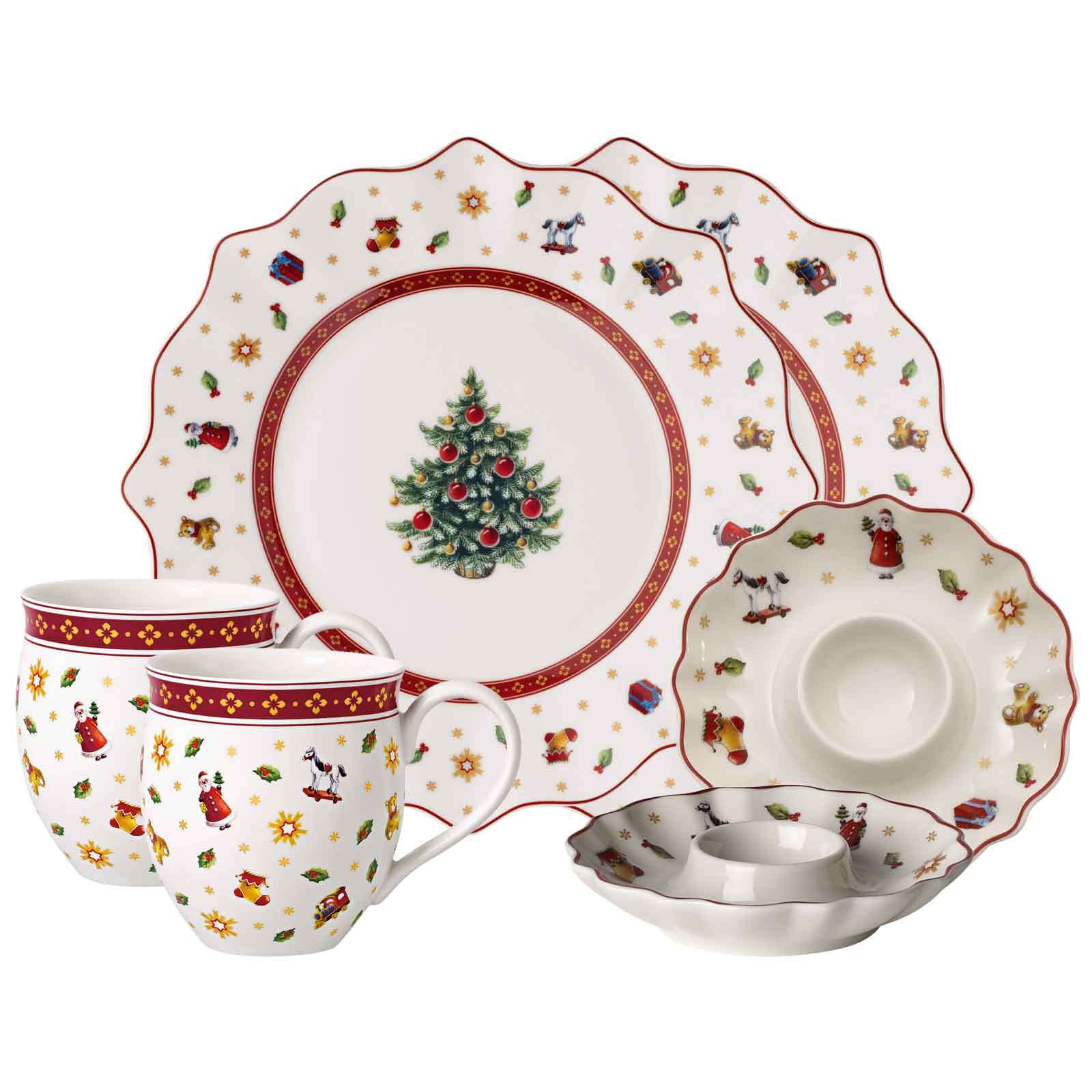 Villeroy & Boch Geschirr-Set "Frühstücks-Set Toys Delight 6er Set weiß-rot" Handwäsche wird empfohlen