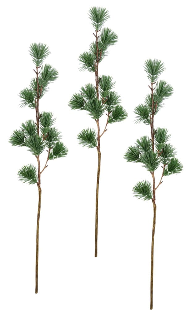 I.GE.A. Kunstzweig "Künstlicher Tannenzweig" 3er Set Lärchenzweig Tannengrün Deko für Adventskranz Weihnachtsdeko