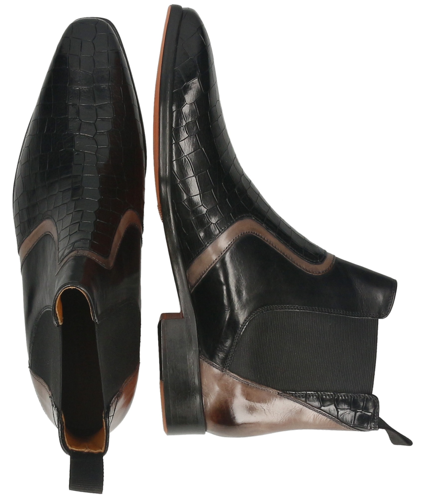 Melvin & Hamilton Chelseaboots »Lewis 26 - vegetabil gegerbt«, Stiefelette, Anzugschuh, Business Schuh mit Reptilien Prägung