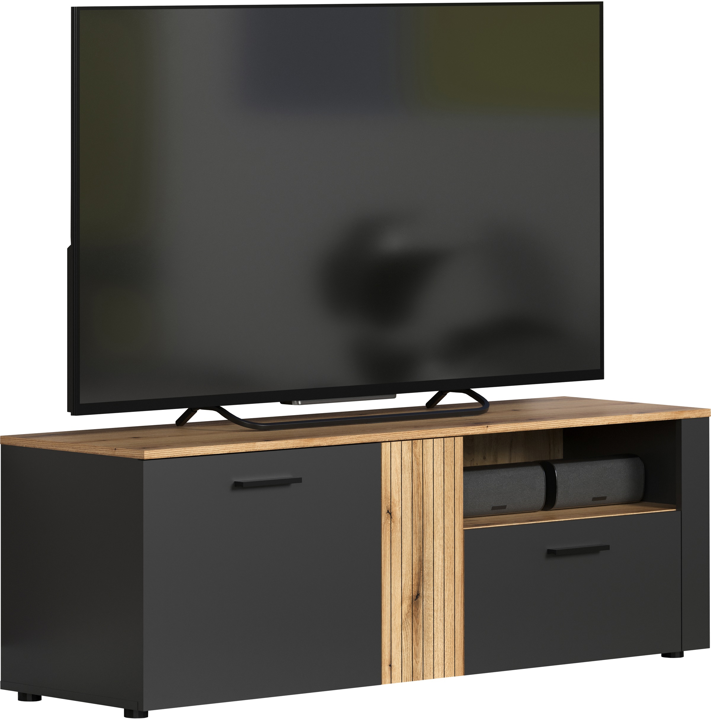INOSIGN TV-Bank »Estepona«, (1 St.), TV-Lowboard mit Rillenoptik - Türen links oder rechts montierbar