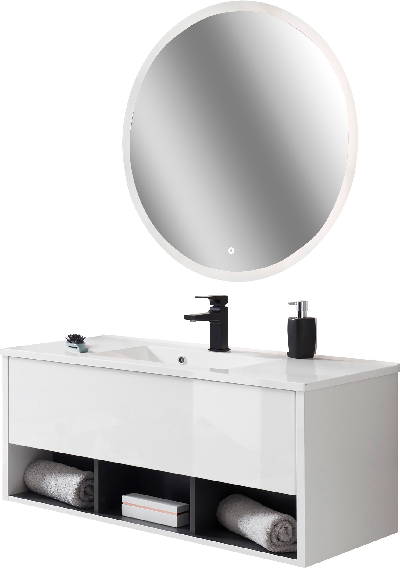 Home affaire Badmöbel-Set "Studio Line, Bad im modernen Design, 2-teiliges Badezimmer" 2 Stk. tlg.
