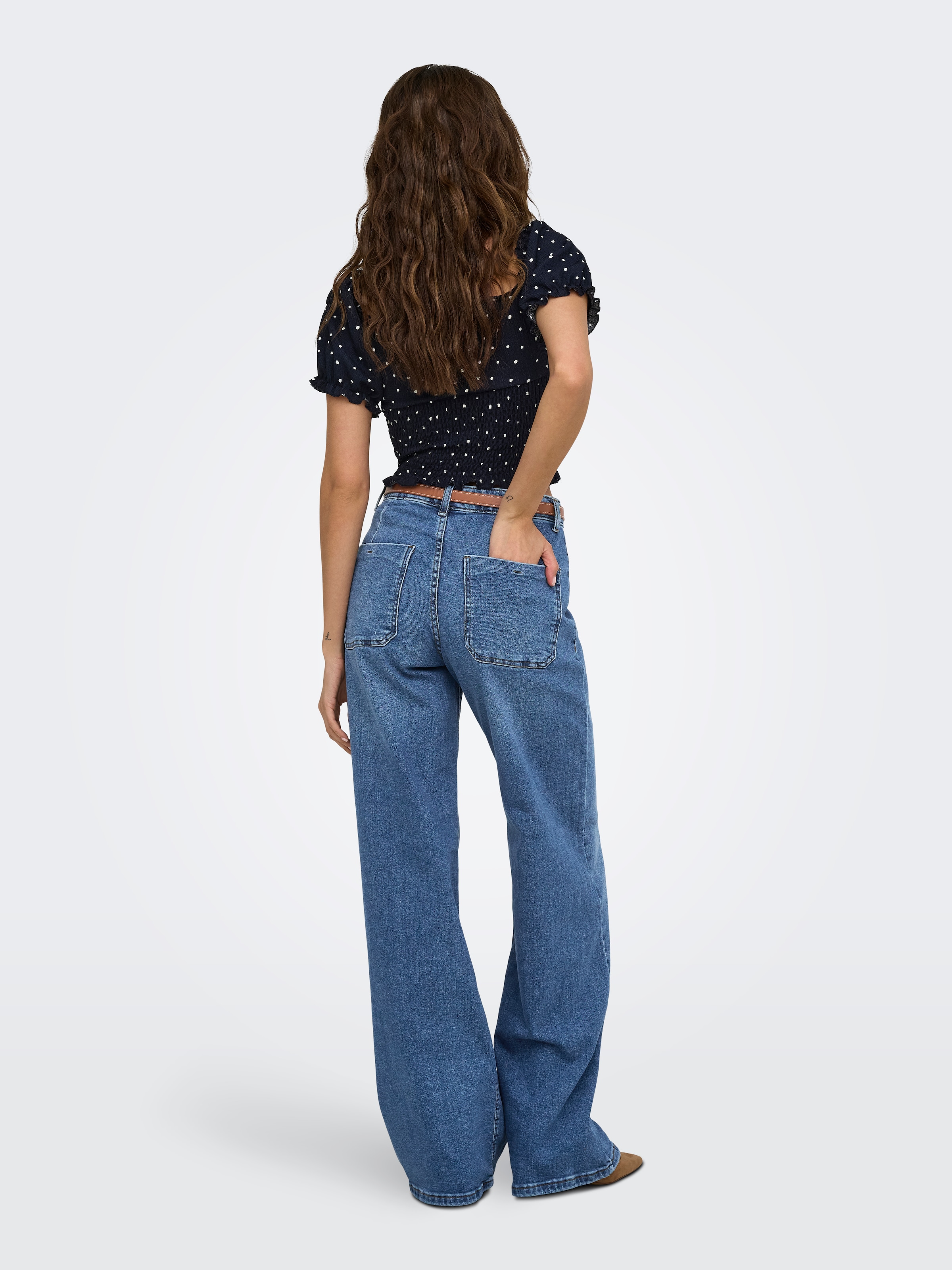 ONLY High-waist-Jeans »ONLMADISON HW WIDE BELT DNM TAI635« Baumwollmischung