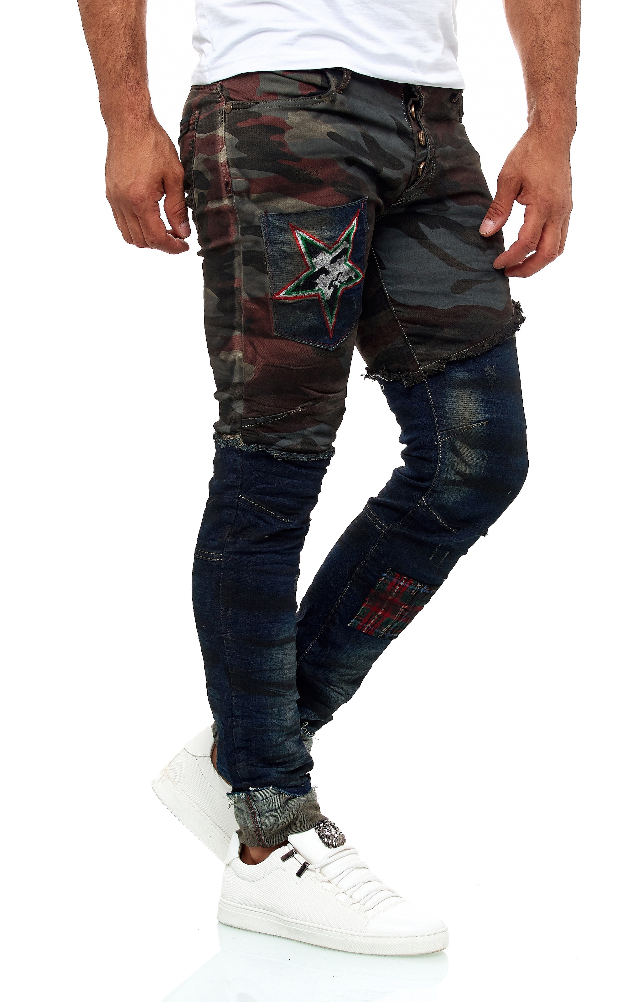 KINGZ Slim-fit-Jeans, im Army-Look