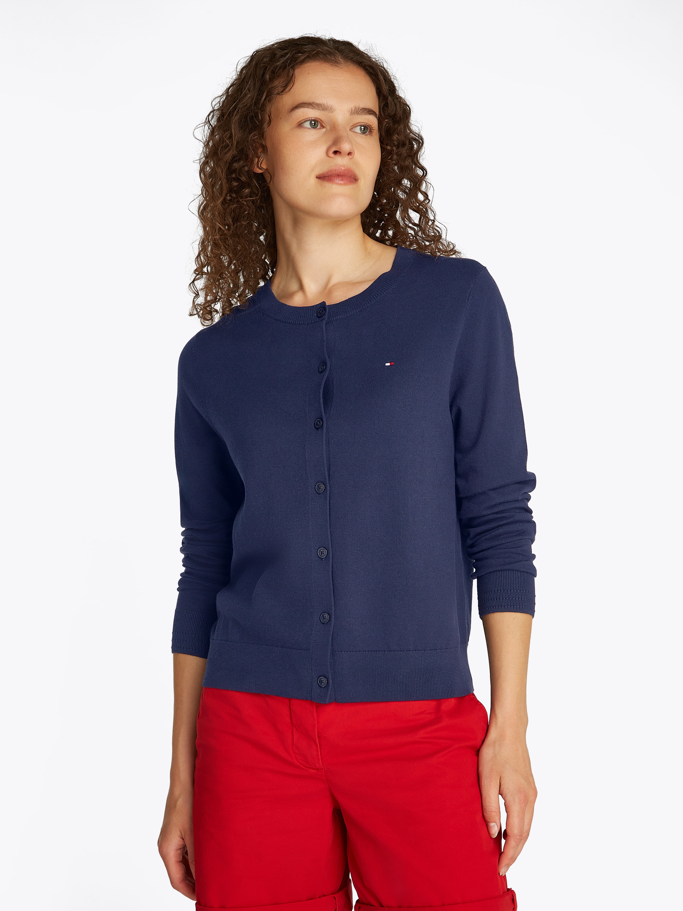 Tommy Hilfiger Strickjacke Baumwollmischung, goldfarbene Knöpfe