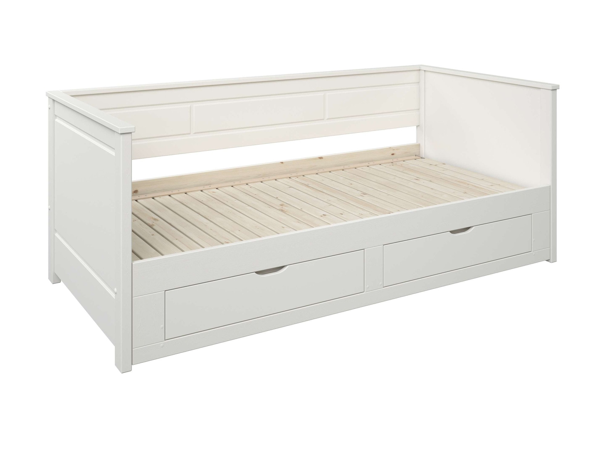 Home affaire Ausziehbett »Leorben, OTTOs Choice, Daybed, Jugendbett, Landhausstil, Massivholz«, (B/H/T ca. Liegefläche von 90cm auf 180cm ausziehbar 100x82x210cm), Liegefläche ausziehbar, 2 Schubladen, inkl. Lattenroste, Stauraumbett
