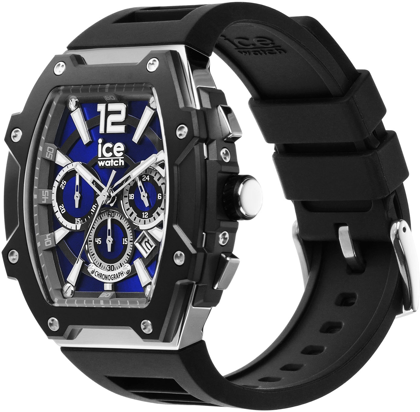 ice-watch Chronograph »ICE boliday - Steel - Large - CH«, Armbanduhr, Quarzuhr, Herrenuhr, Silikonarmband, Stoppfunktion