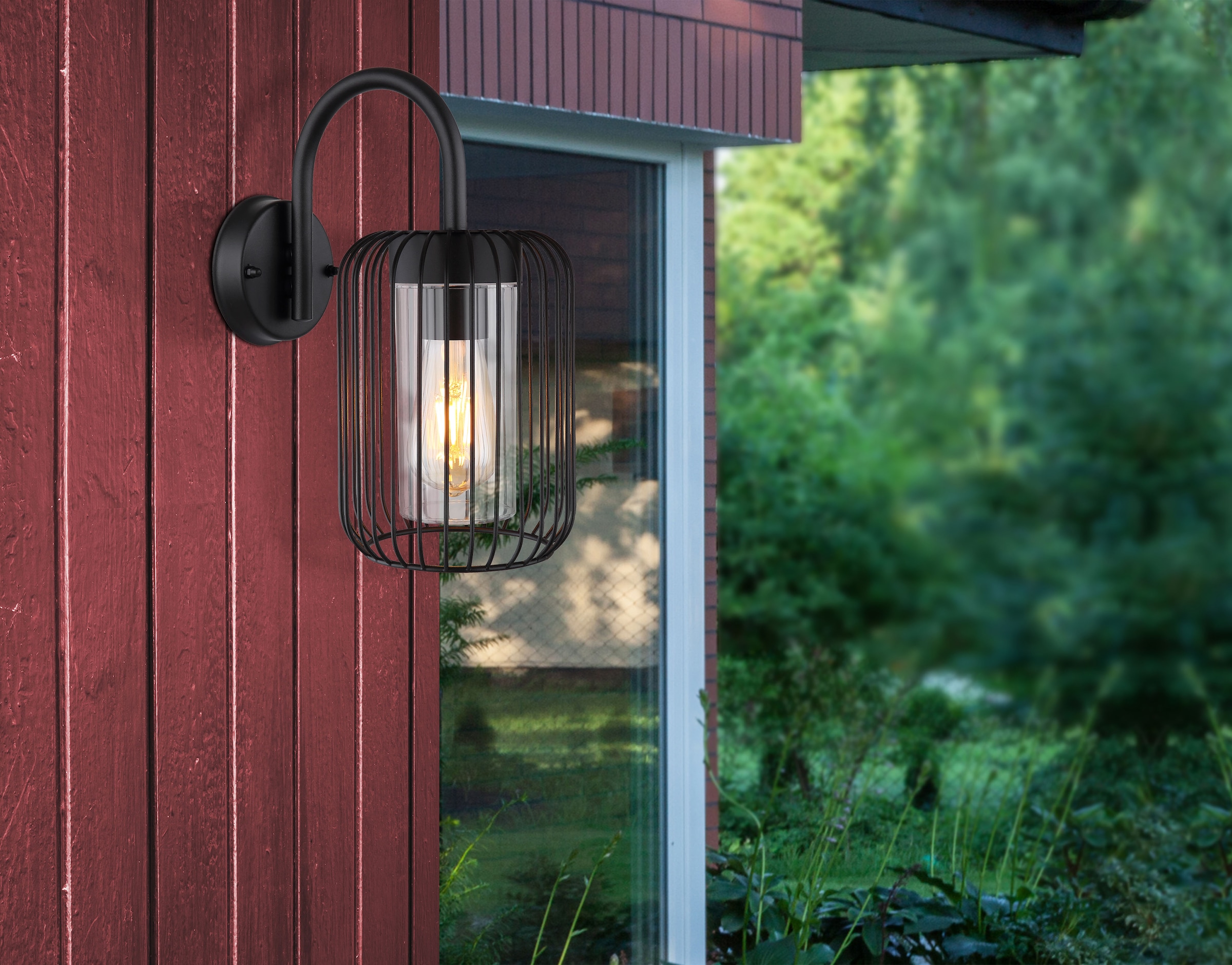 GLOBO LIGHTING Außen-Wandleuchte »NINA«, Leuchtmittel E27 | ohne Leuchtmittel, Außenlampe/Metallstäbe/Lichtschein: auf- und abwärts/IP44