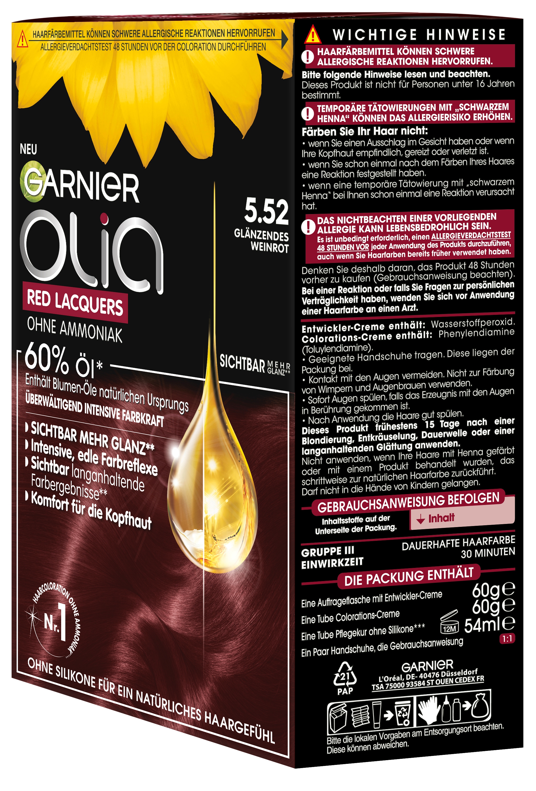 GARNIER Coloration »GARNIER OLIA« ammoniakfreie Formulierung, Creme-Textur, für alle Haartypen geeignet