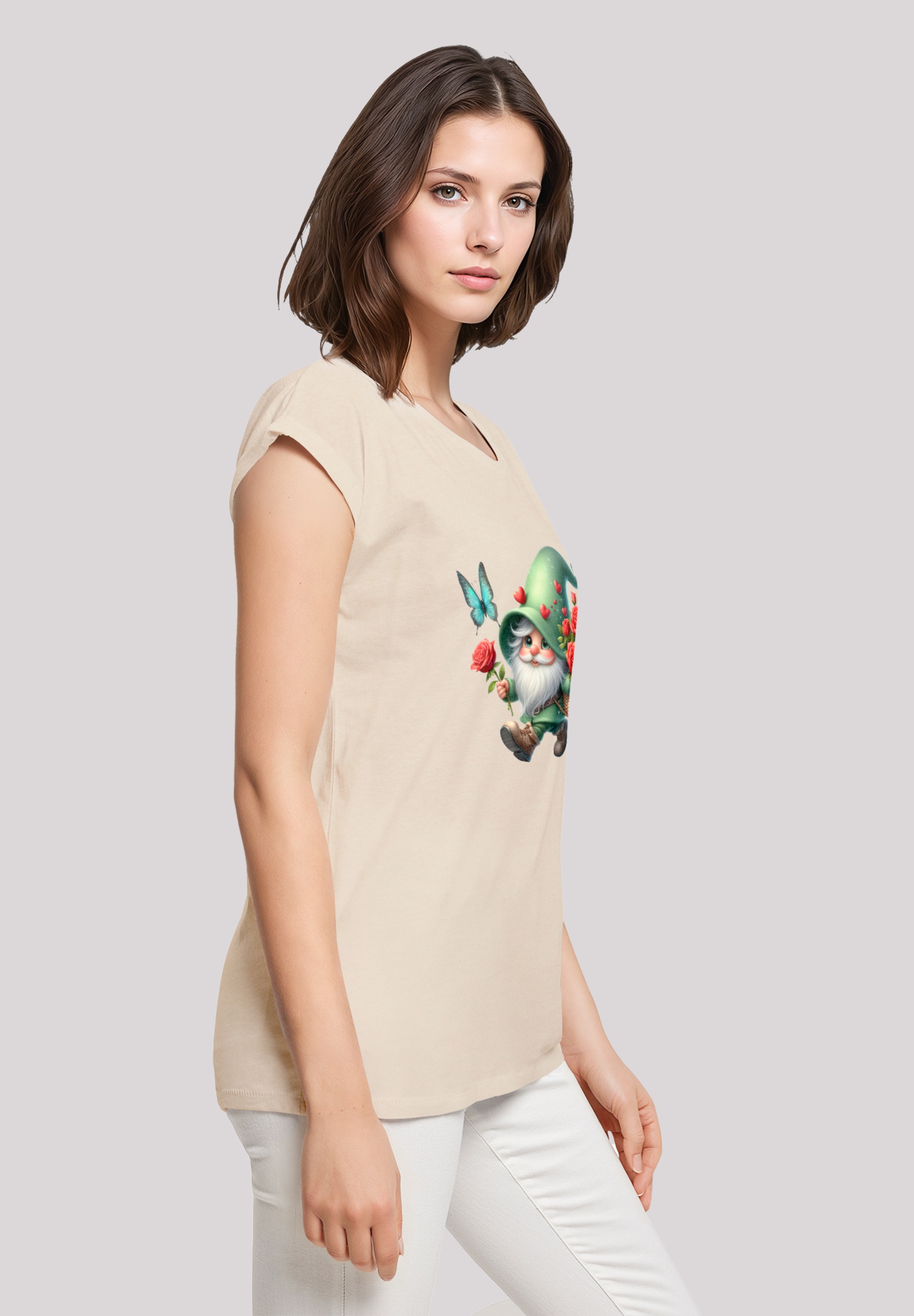 F4NT4STIC T-Shirt »Gnom Frühling Blumen Schmetterling«, Premium Qualität