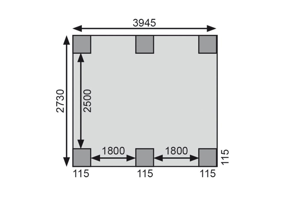 Karibu Einzelcarport »Classic Grundpaket Stahl, kesseldruckimprägniert«, Masivholz, 540 cm, KDI, aus Masivholz
