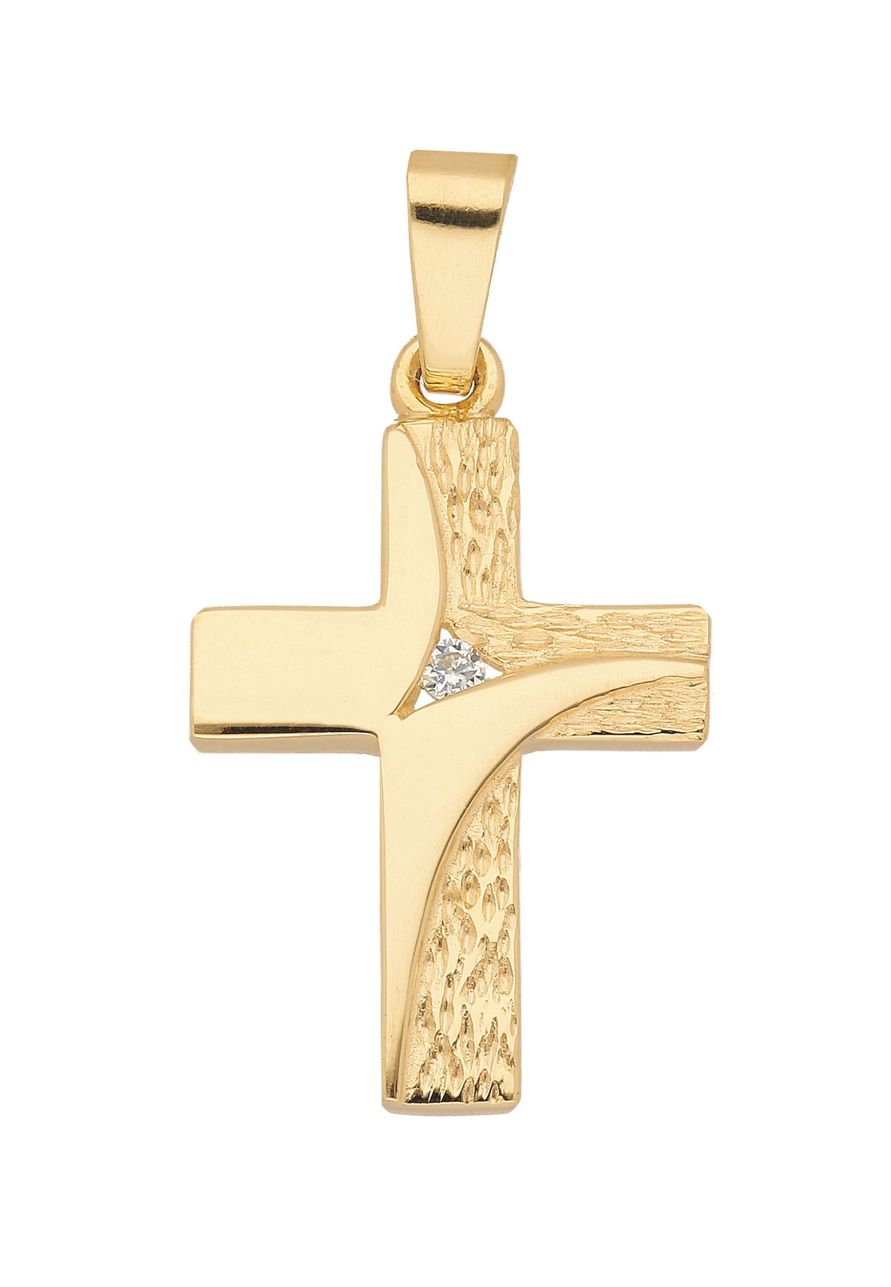 ADELIA ́S Damen Kreuzanhänger "Damen & Herren 333 Gold Kreuz Anhänger mit Zirkonia", Gold, gold, Gold, Schmuckanhänger, mit Zirkonia für Damen & 