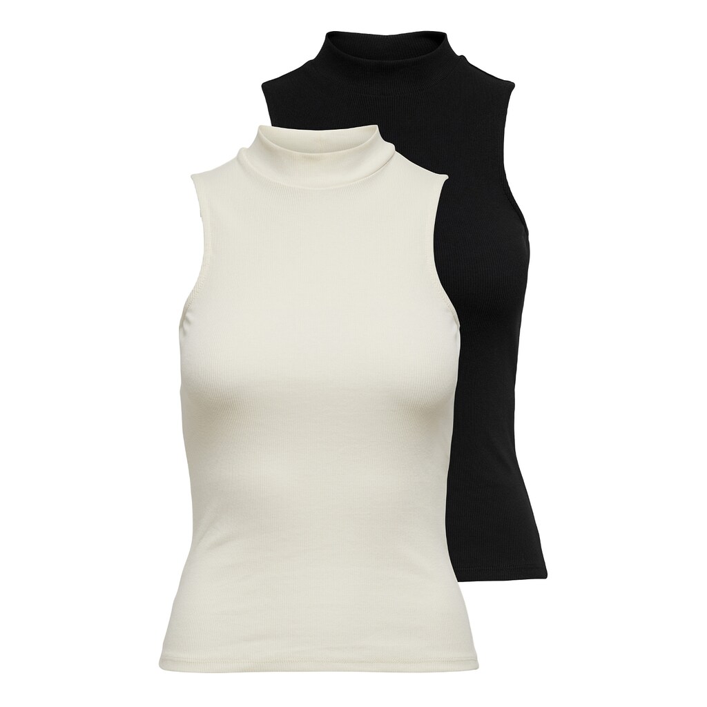 ONLY Shirttop »ONLNESSA S/L HIGHNECK RIB TOP 2-PACK«, (2er-Pack)