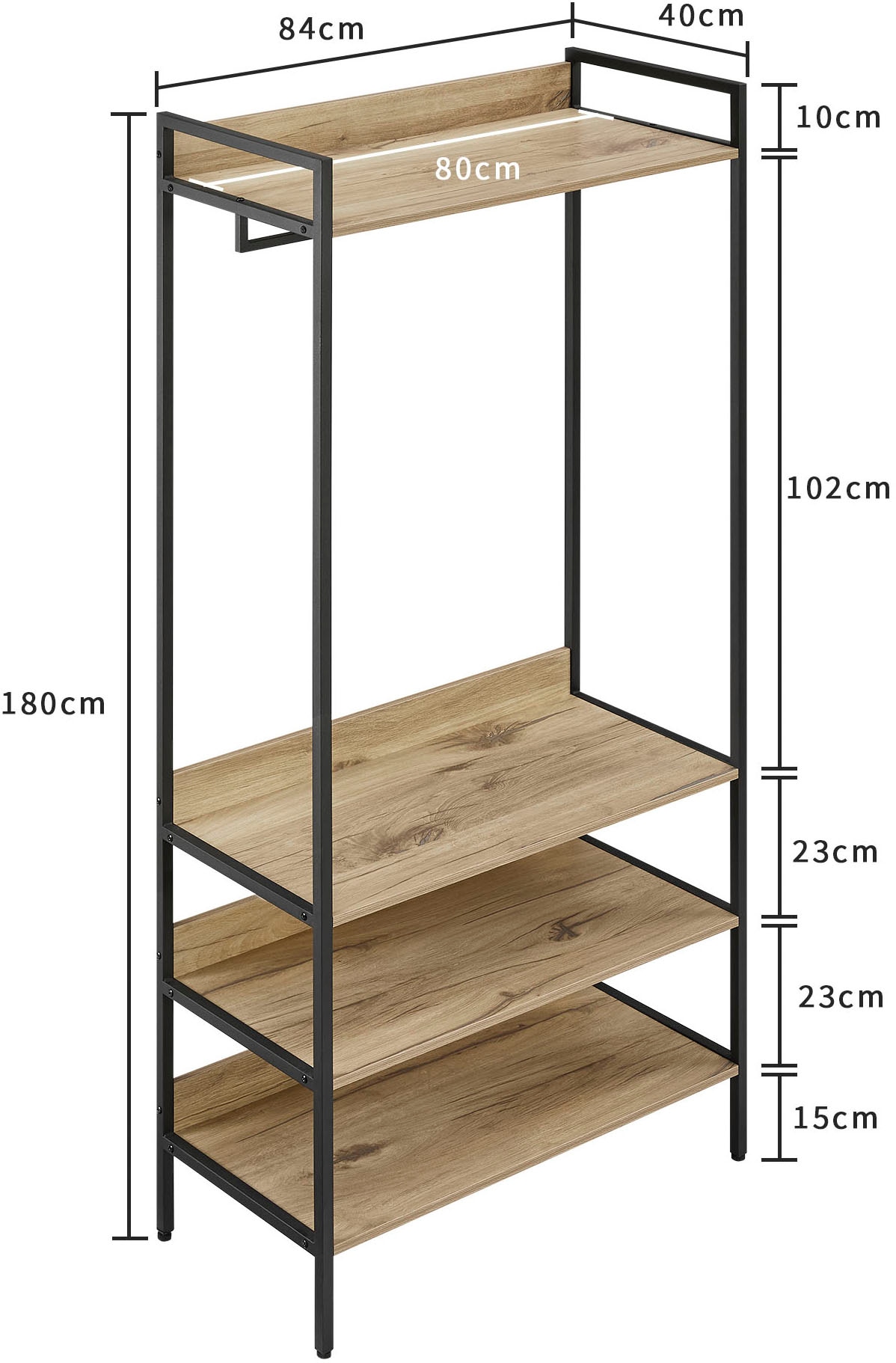 OTTO home Garderobenschrank »Tayler«, Melamin-Tischplatte, pulverbeschichtetem Metallgestell, Höhe 180 cm