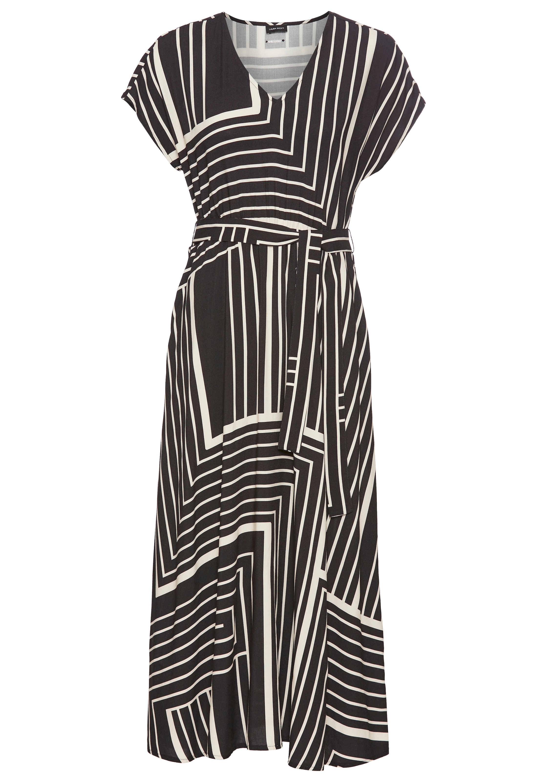 Laura Scott Midikleid, (2 tlg., inklusive Stoffgürtel), im trendigen Maxi-Streifendesign