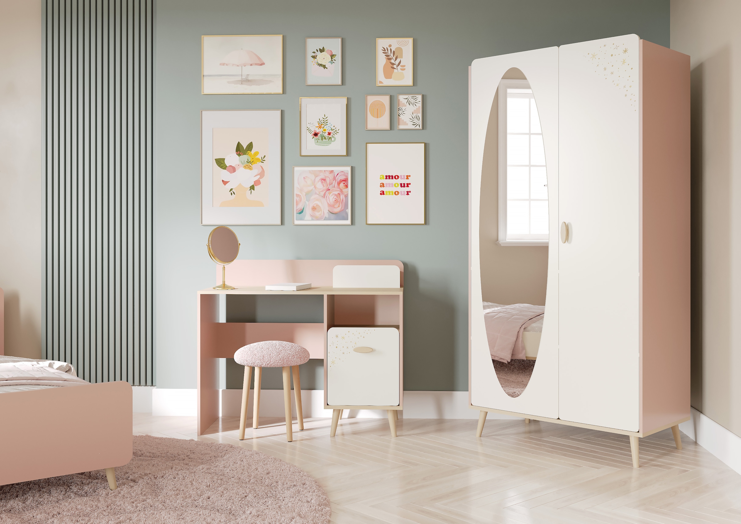 Demeyere GROUP Kinderkleiderschrank »Suzie«, Drehtüren, teilverspiegelt