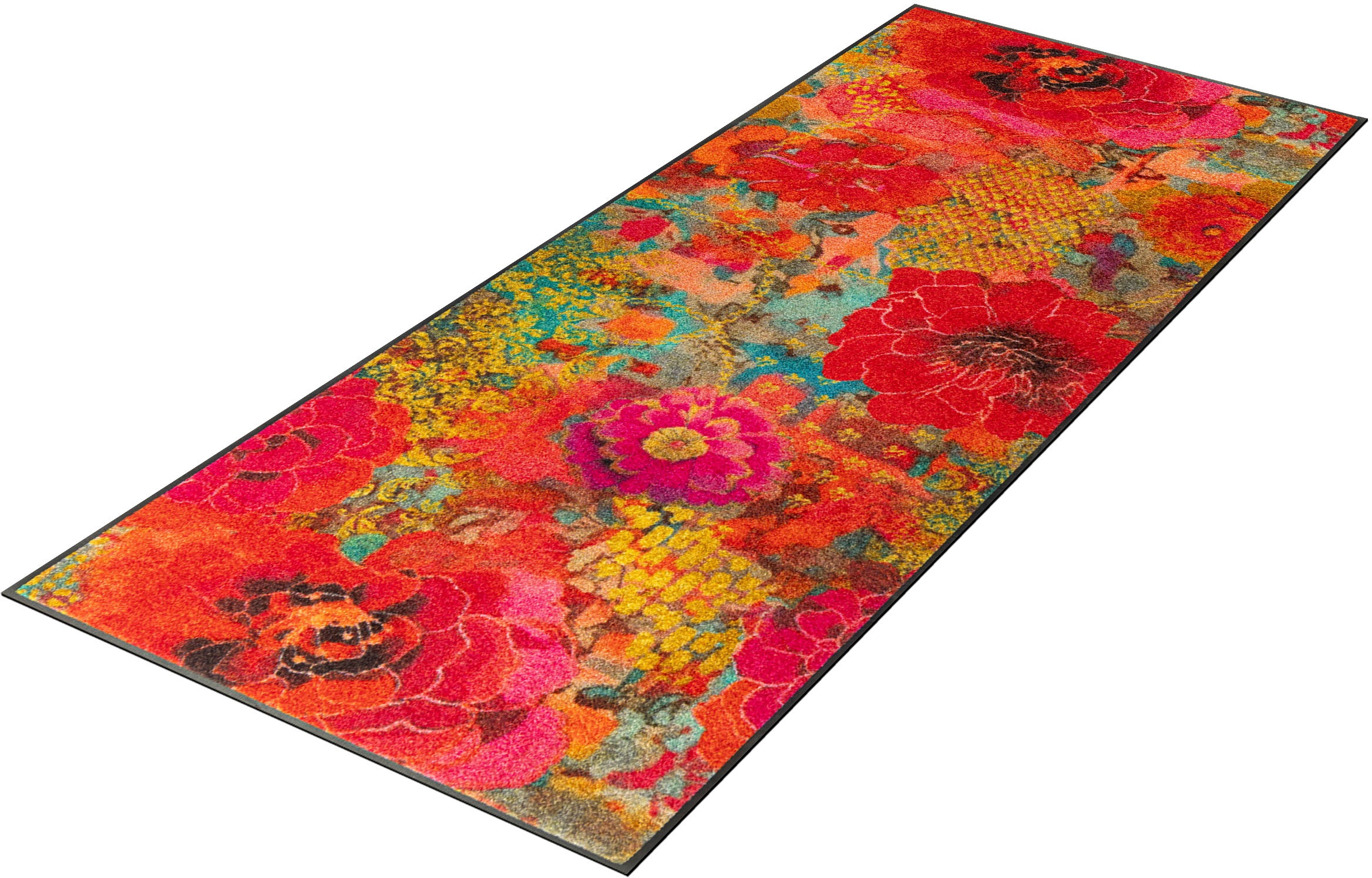 Läufer, B:75cm L:190cm, bunt, WASH+DRY BY KLEEN-TEX, Polyamid, Flur, Teppiche, "Flowerchains"