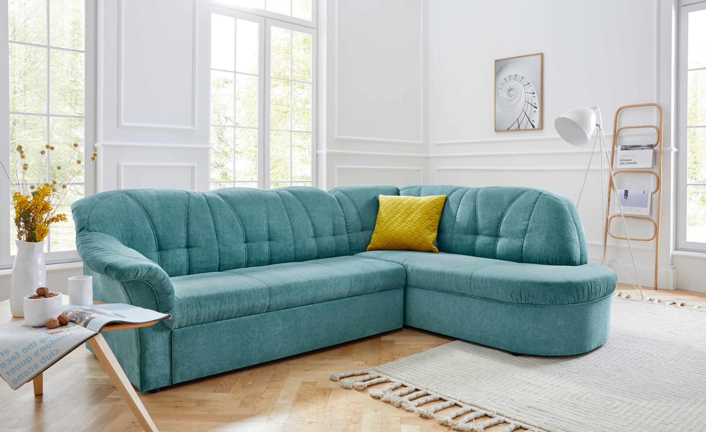 DOMO collection Ecksofa "Pegnitz, zeitlose und elegante Rückensteppung, Bre günstig online kaufen