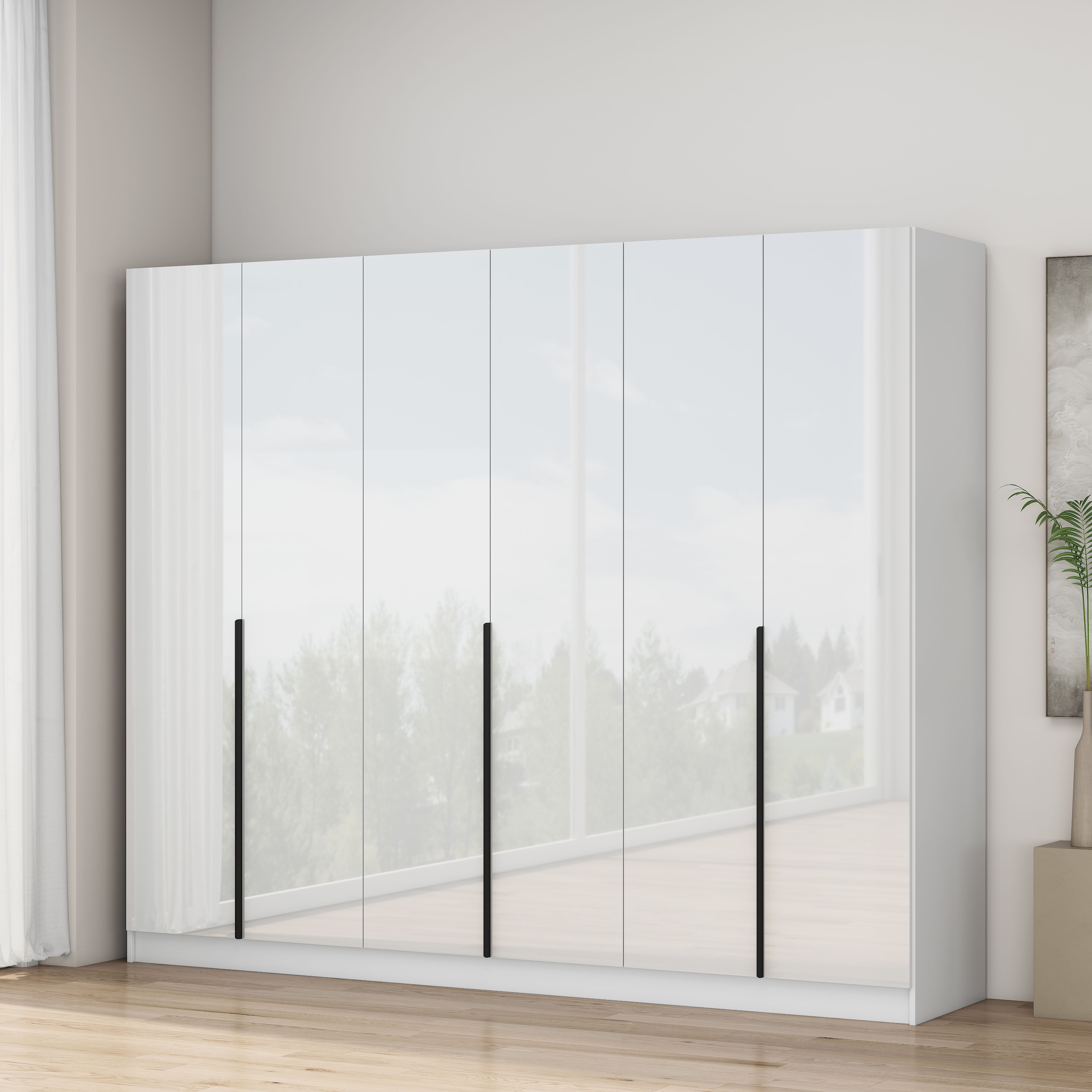 OTTO home Kleiderschrank »Annor Schlafzimmerschrank Breite 242cm hochglanz Schrank Garderobe« Drehtürenschrank mit perfekter Innenausstattung - elegante Türgriffe