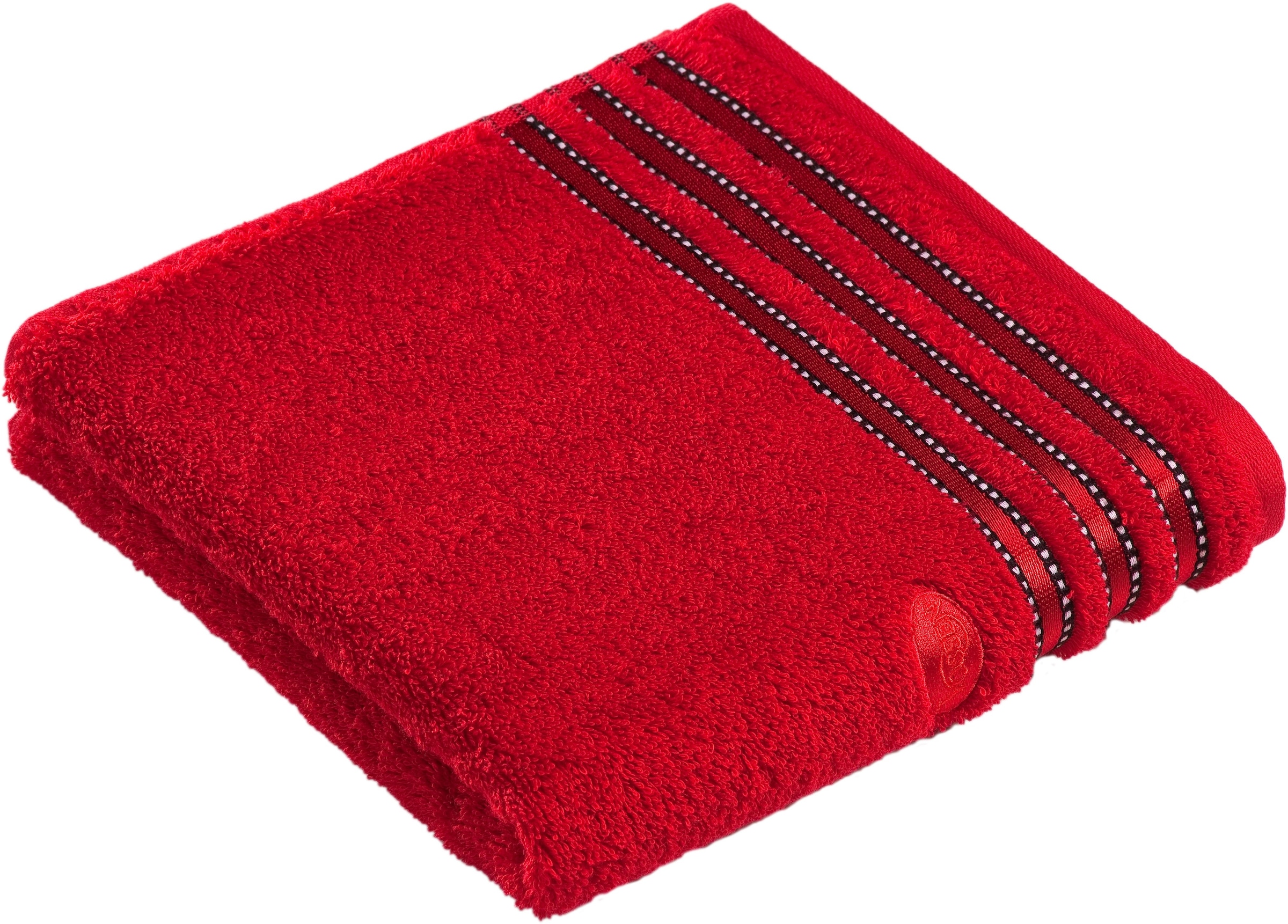 Handtücher VOSSEN, B:50cm L:100cm, rot, Webfrottier, Obermaterial: 100% Baumwolle, Badezimmer, Handtücher, "Cult de Luxe", mit Glanzbordüre
