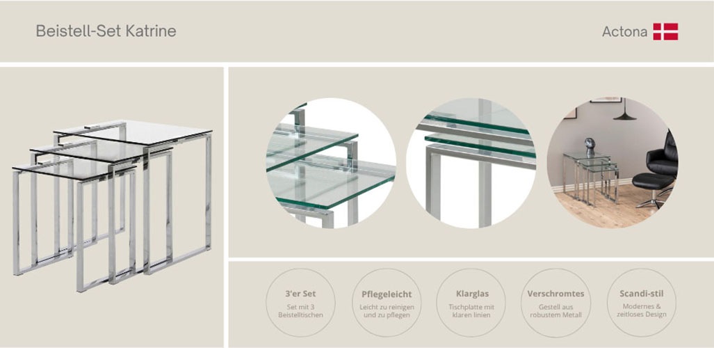 ACTONA GROUP Beistelltisch "Katrine Beistell-Set, TOPSELLER 3 stück, modern günstig online kaufen