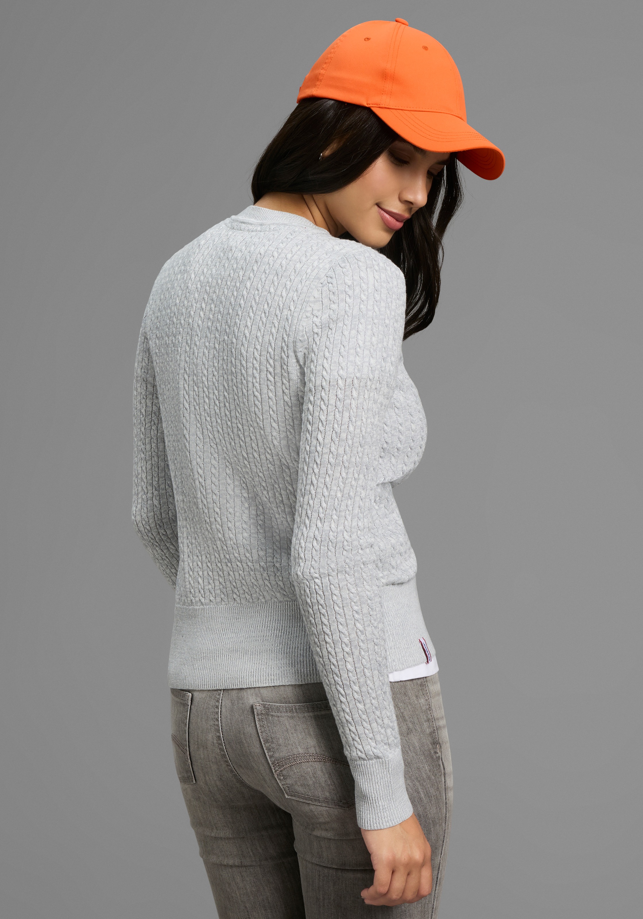 KangaROOS Strickjacke, Strickjacke mit Zopfmuster in mélange Optik - NEUE-K günstig online kaufen