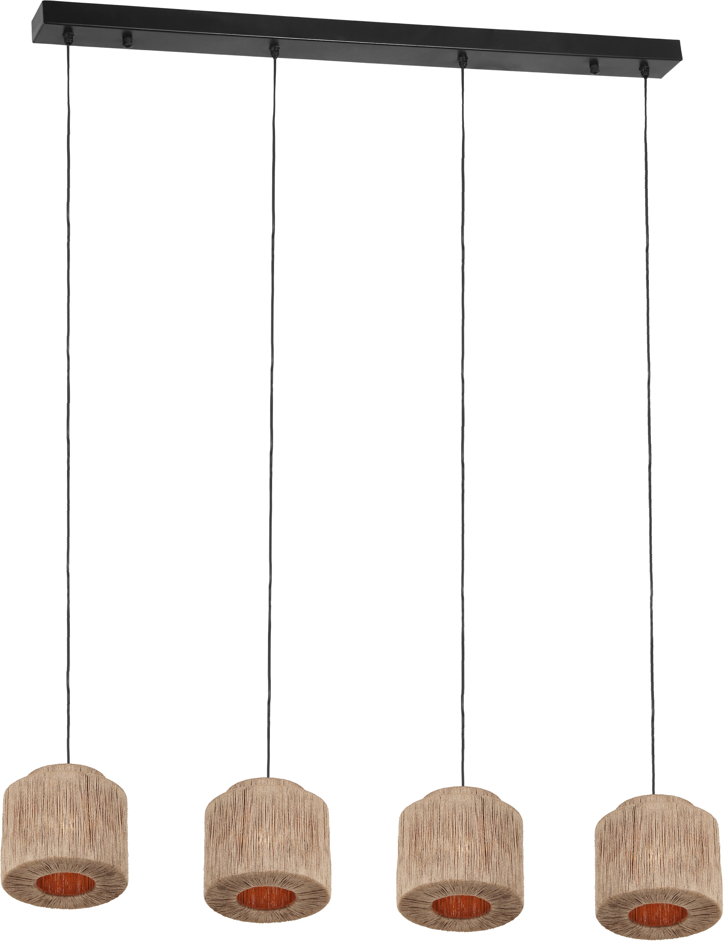 TRIO Leuchten Pendelleuchte »SMILLA, 4-flammige Hängelampe mit Jute Lampenschirmen Breite 121cm« E27 1 Stk. warmweiß - kaltweiß Höhe max 150 cm, exkl 4x E27 max 10W, Hängeleuchte Esstisch Küche