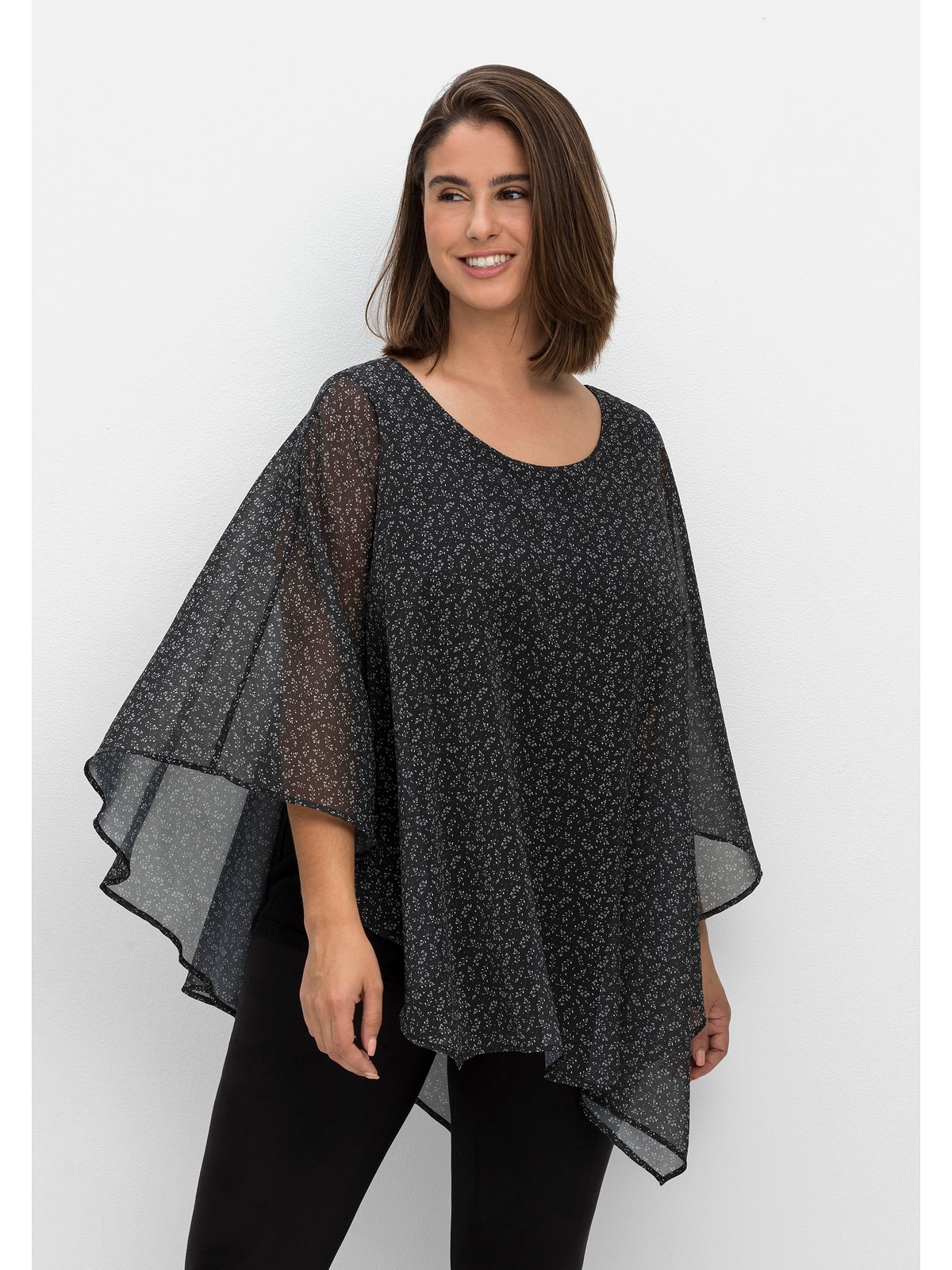 Sheego Tunika »Große Größen«, online Poncho-Stil, Minimal-Alloverdruck | bestellen mit im BAUR