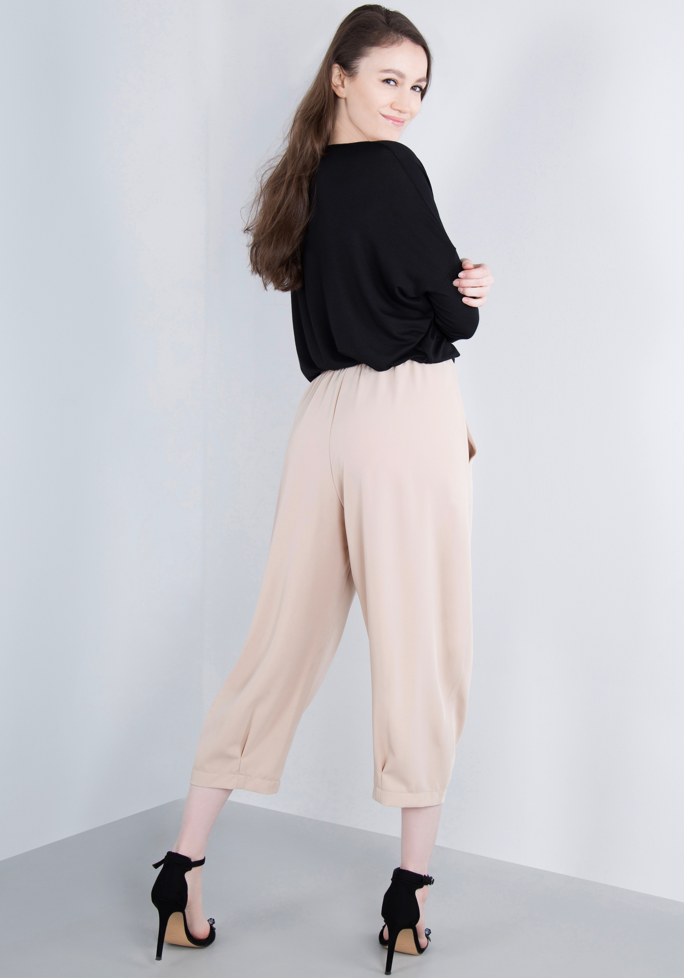 IMPERIAL 3/4-Hose »Verkürzte, fliessende "O - Shape" Hose mit Gummizug und Nahtdetails«