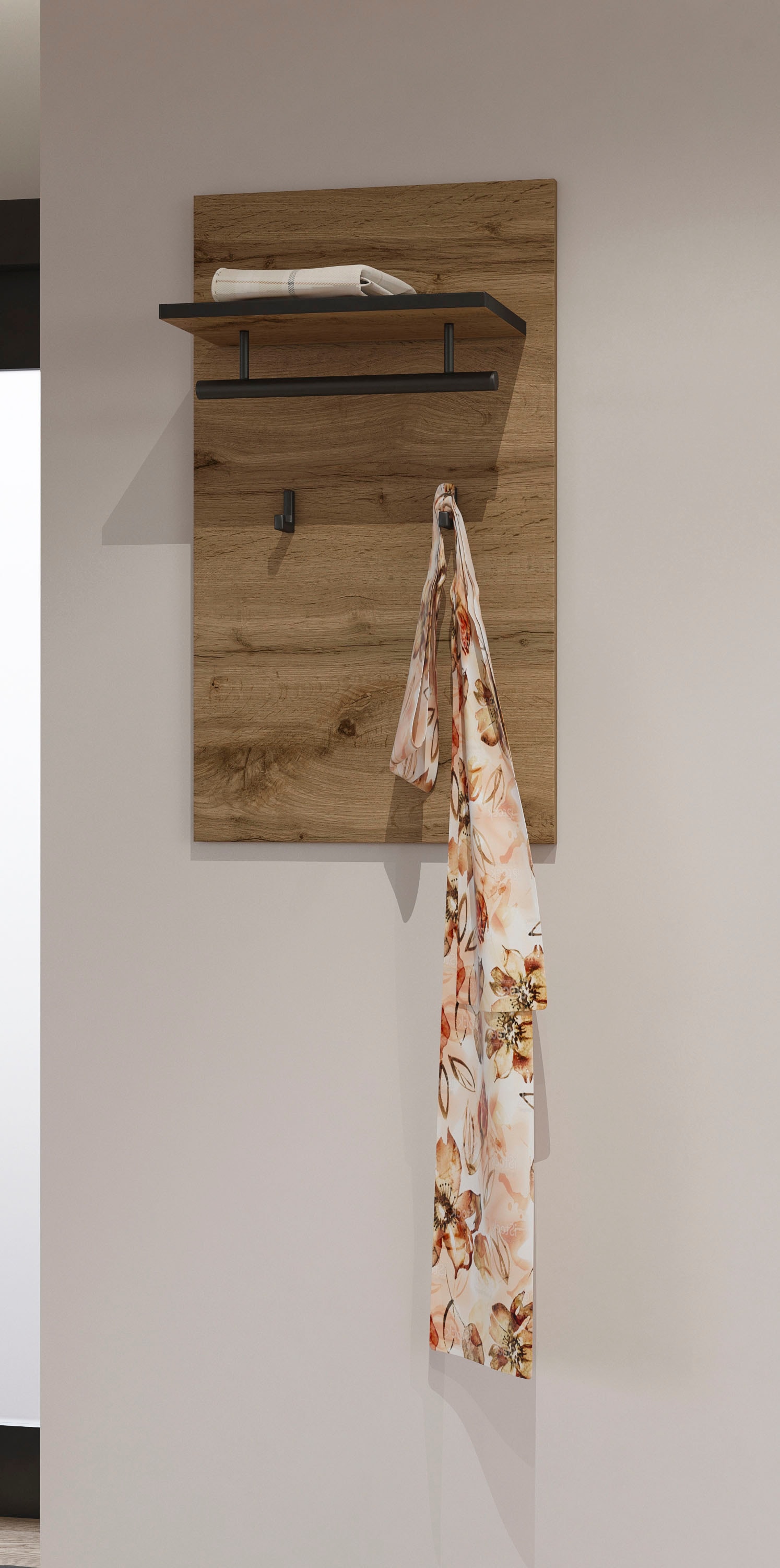 INOSIGN Garderobenpaneel »Cross,Breite 40 cm modernes Wandregal mit Haken und Kleiderstange«, Wandgarderobe, Aufhänger, Höhe 70 cm