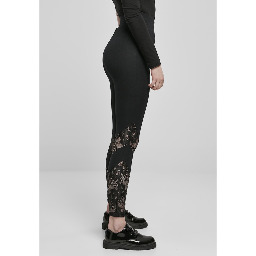 URBAN CLASSICS Leggings »Urban Classics Damen Ladies Highwaist Lace Inset Leggings«, (1 tlg.)