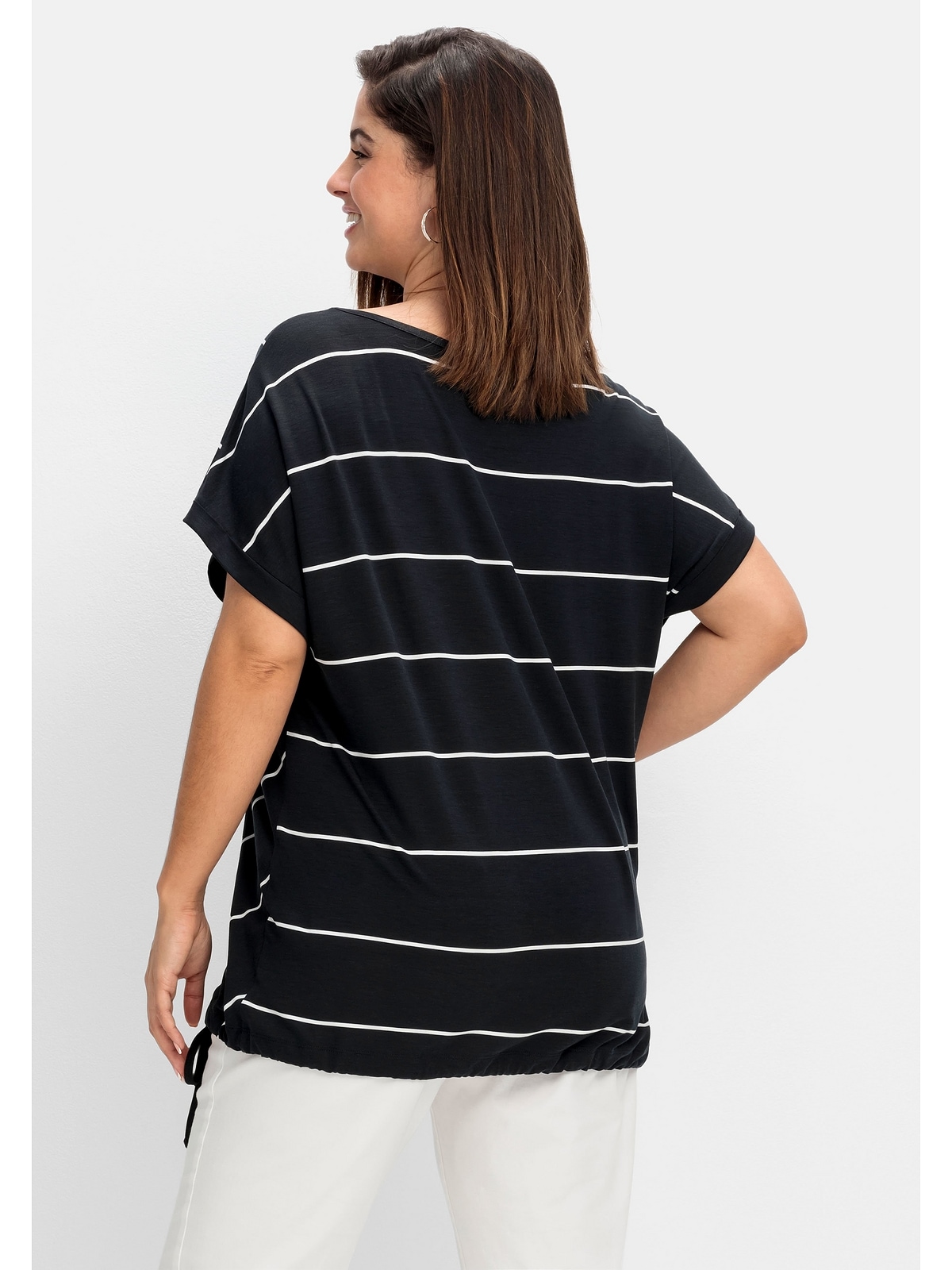 Sheego T-Shirt »Große Größen«, mit Tunnelzug am Saum