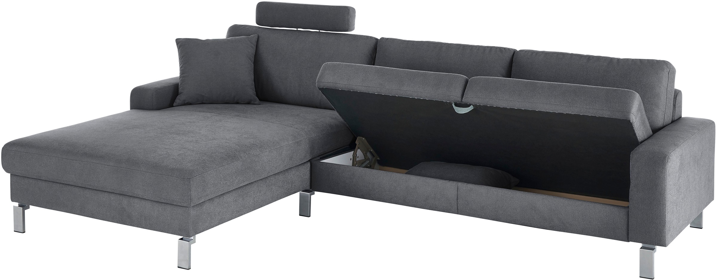 3C Candy Ecksofa »Lecce, wahlweise PUR-Schaumstoff oder Tonnentaschenfederkern«, Bett im 2,5-Sitzer, teilmotorische Schlaffunktion im Longchair, L-Form