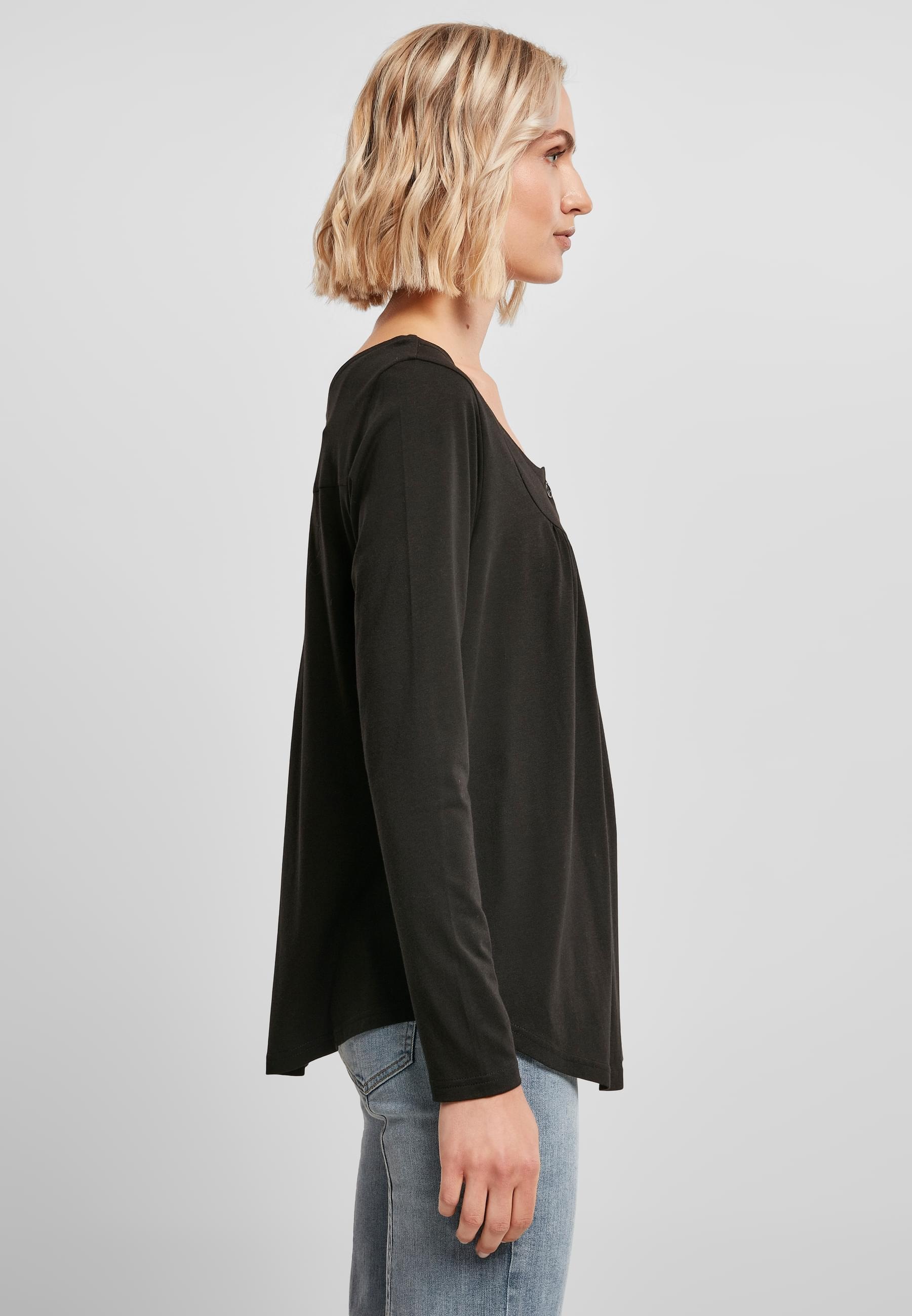 URBAN CLASSICS Longsleeve »Urban Classics Damen Ladies Viscose Button Up Longsleeve«, (1 tlg.)